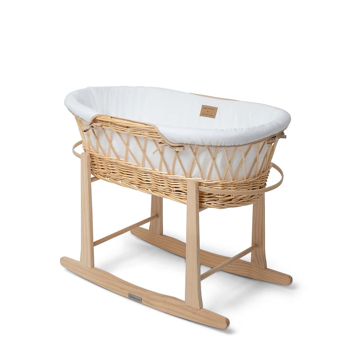 Clair de Lune Organic Wicker Moses Basket With Natural Rocking Stand