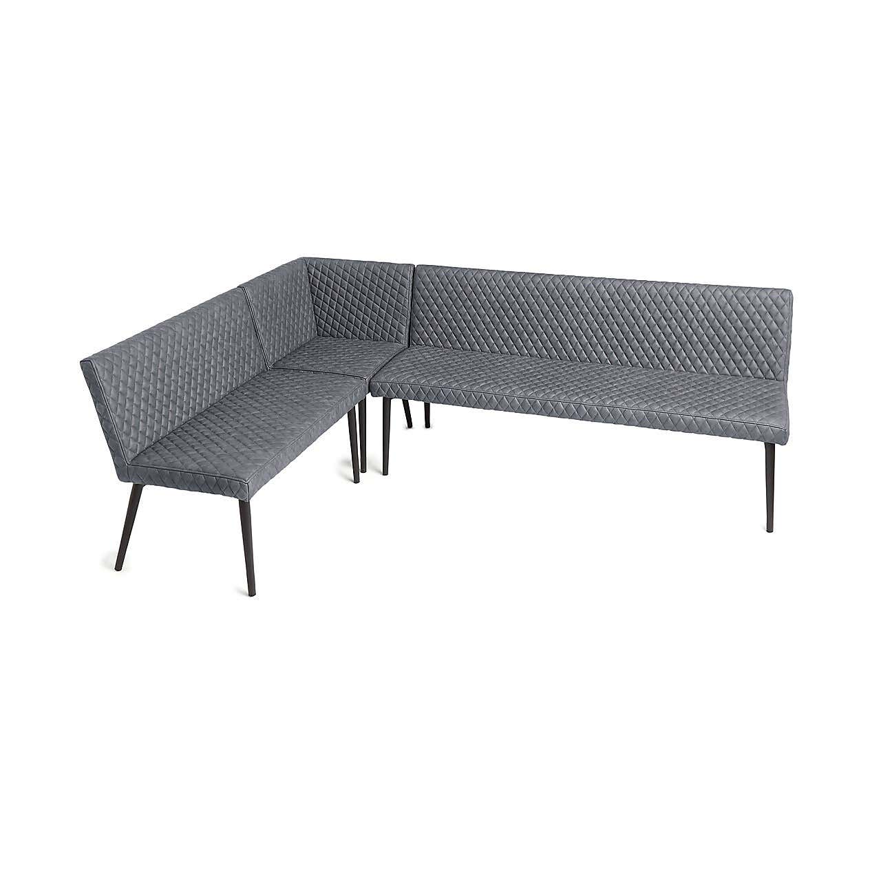 Montreal Corner Faux Leather Dining Bench Set, Grey