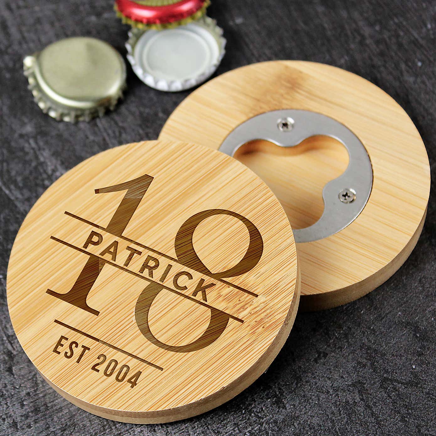Personalised Birthday Bamboo Coaster with Hidden Bottle Opener