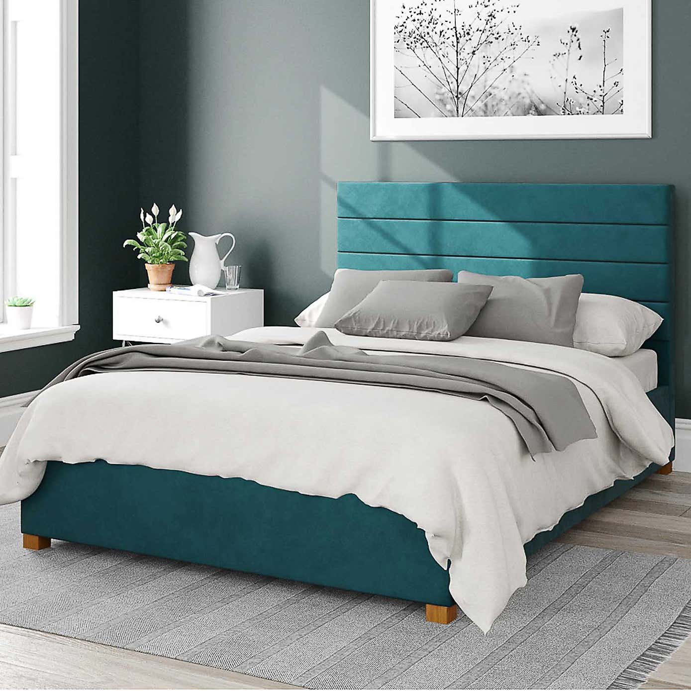 Kelly Plush Velvet Ottoman Bed Frame