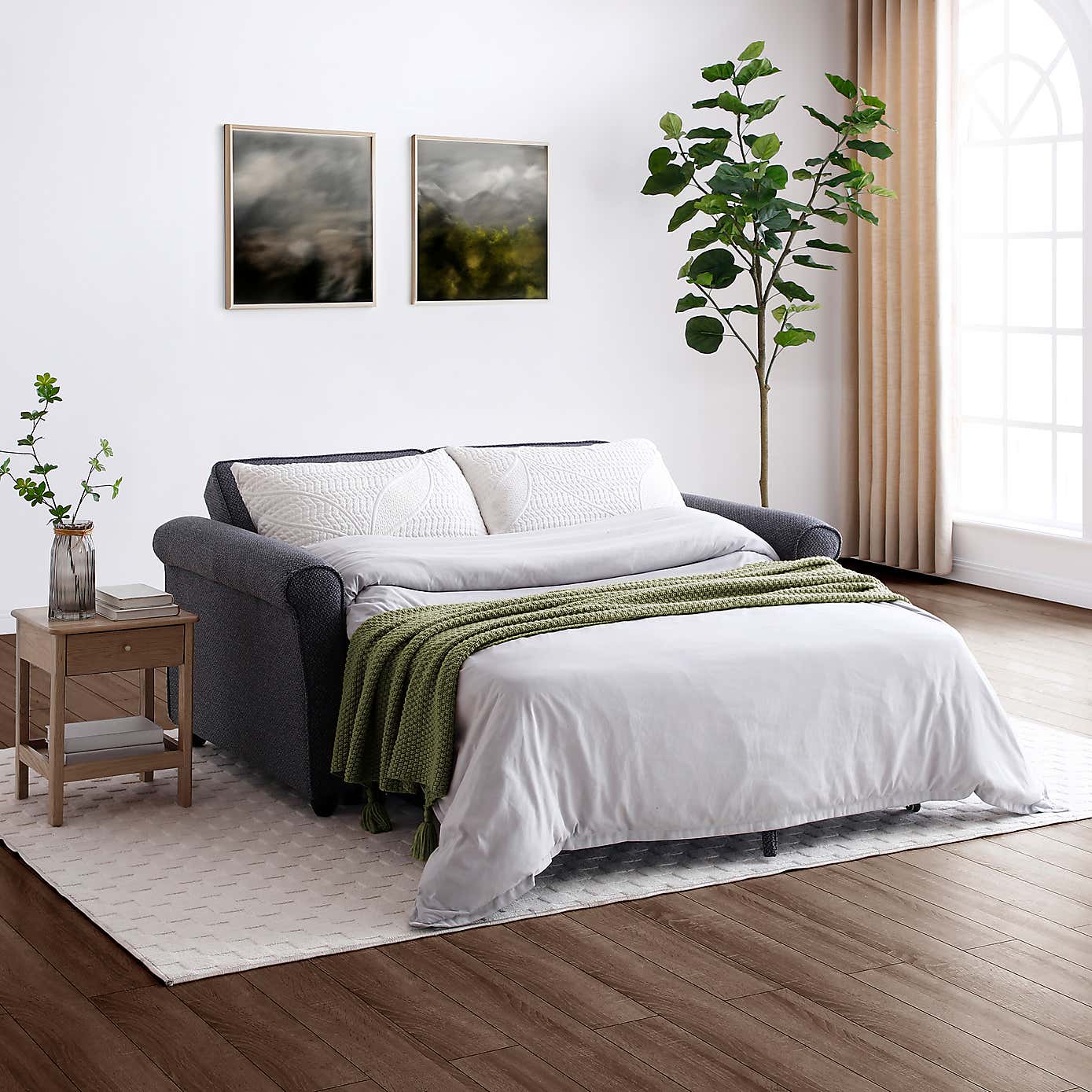 Kayden Fabric 2 Seater Scroll Arm Sofabed