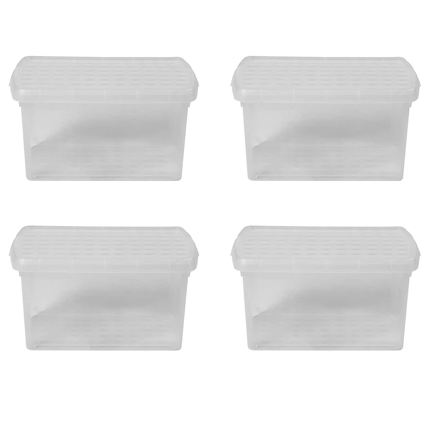 Wham Clip Pack of 4 Rectangle Storage Boxes With Lids