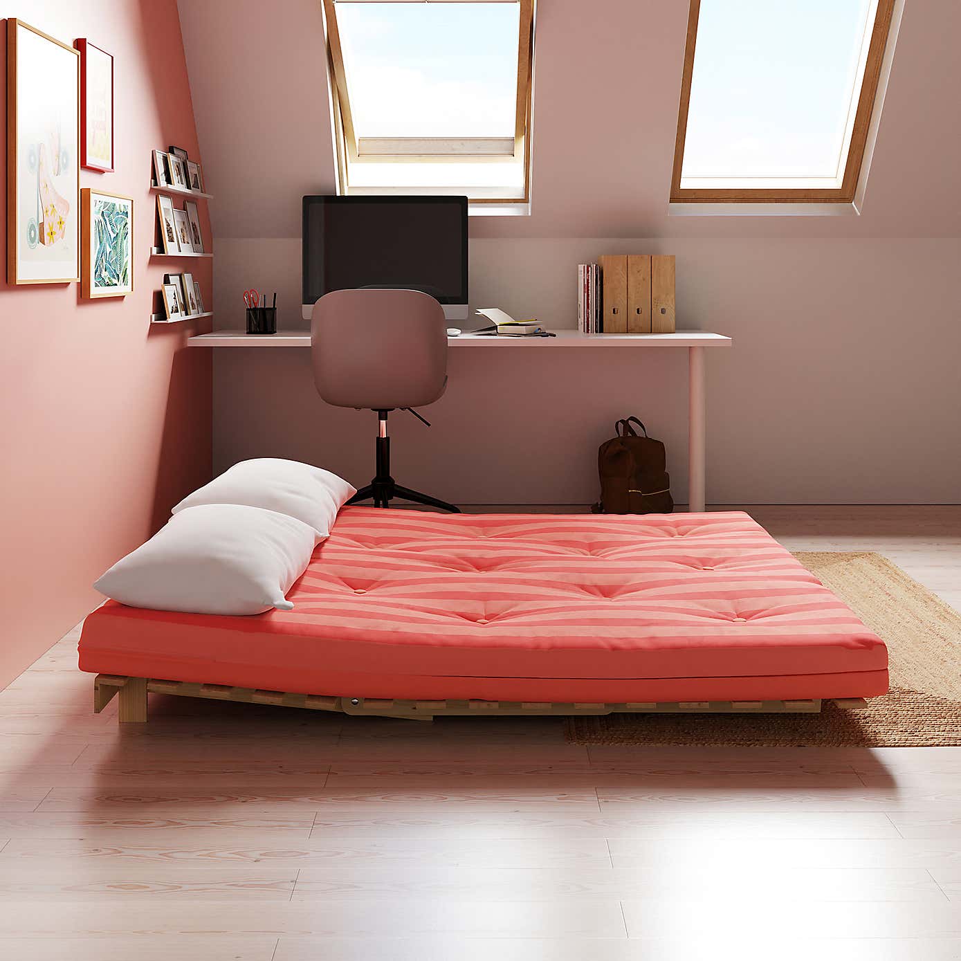 Mito Double Futon Stripe Pink