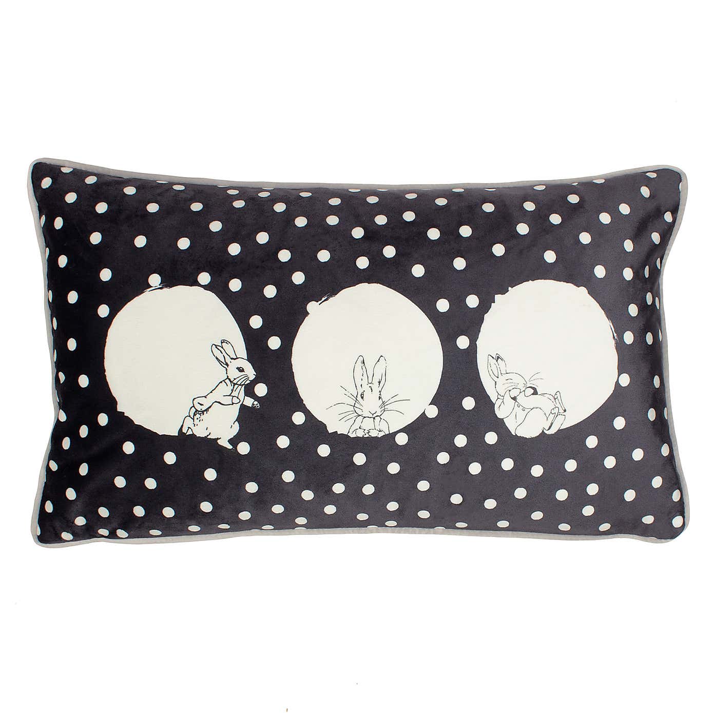 Peter Rabbit Spot Me Grey Cushion