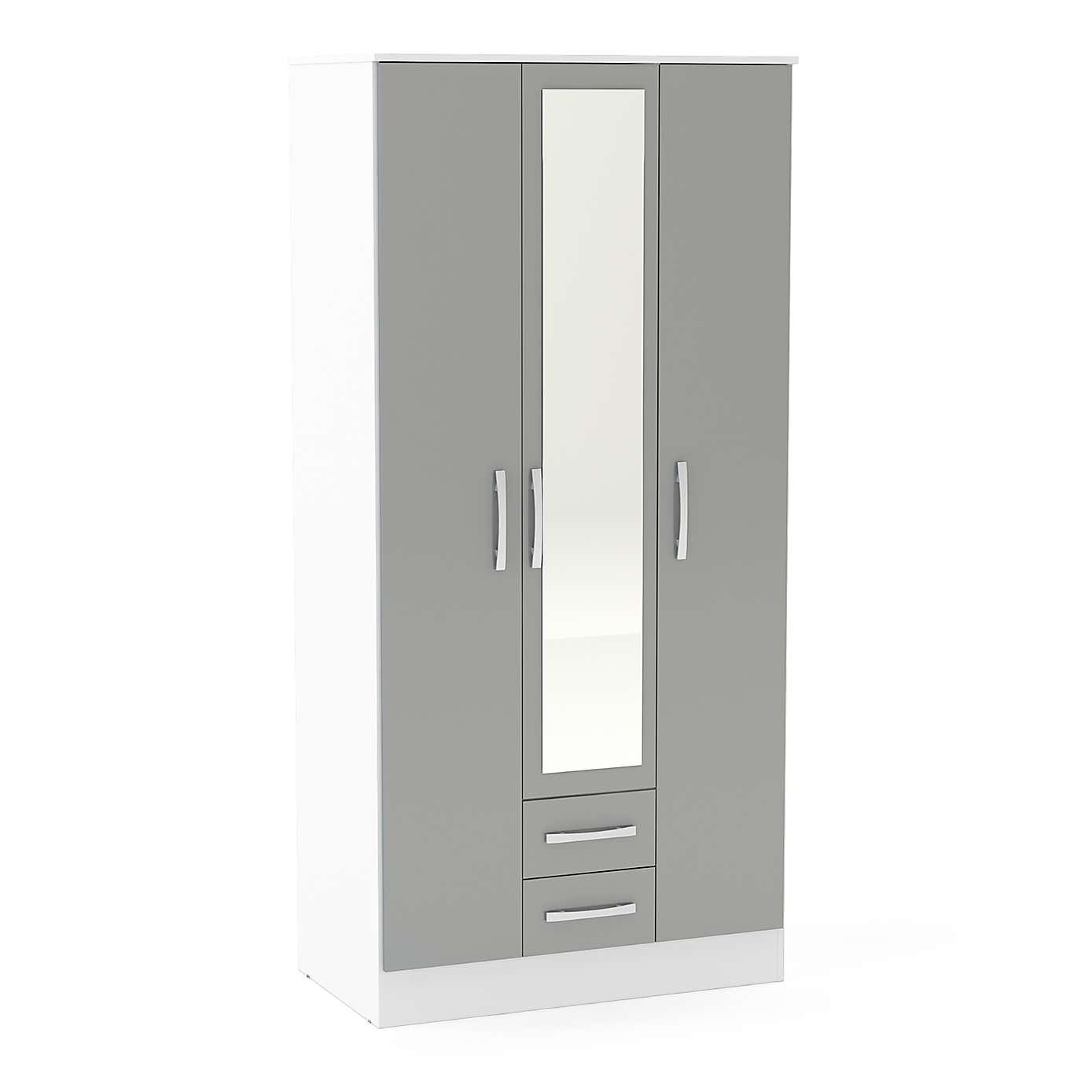 Lynx Grey Triple Mirrored Wardrobe