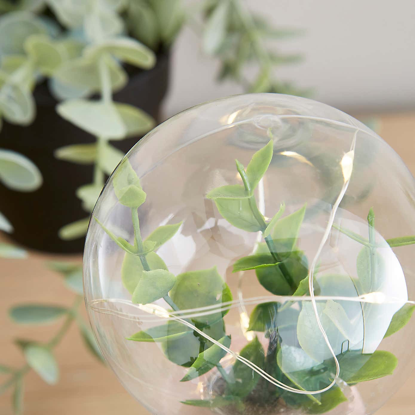 Faux Terrarium Ribbed Battery Lamp