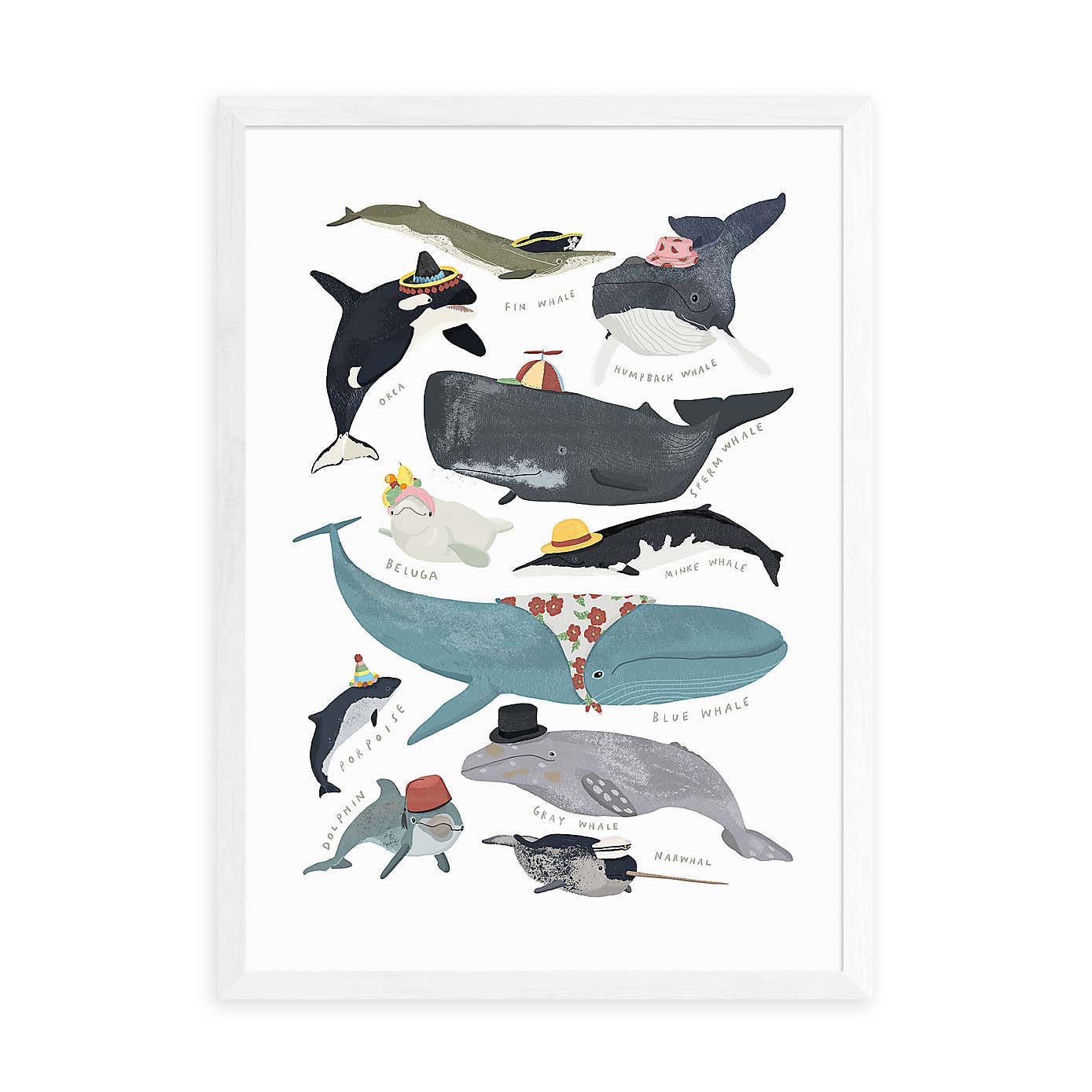 East End Prints Whales In Hats Print