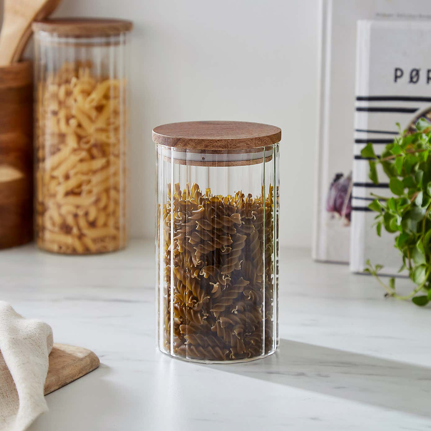 Acacia Ribbed Glass Jar