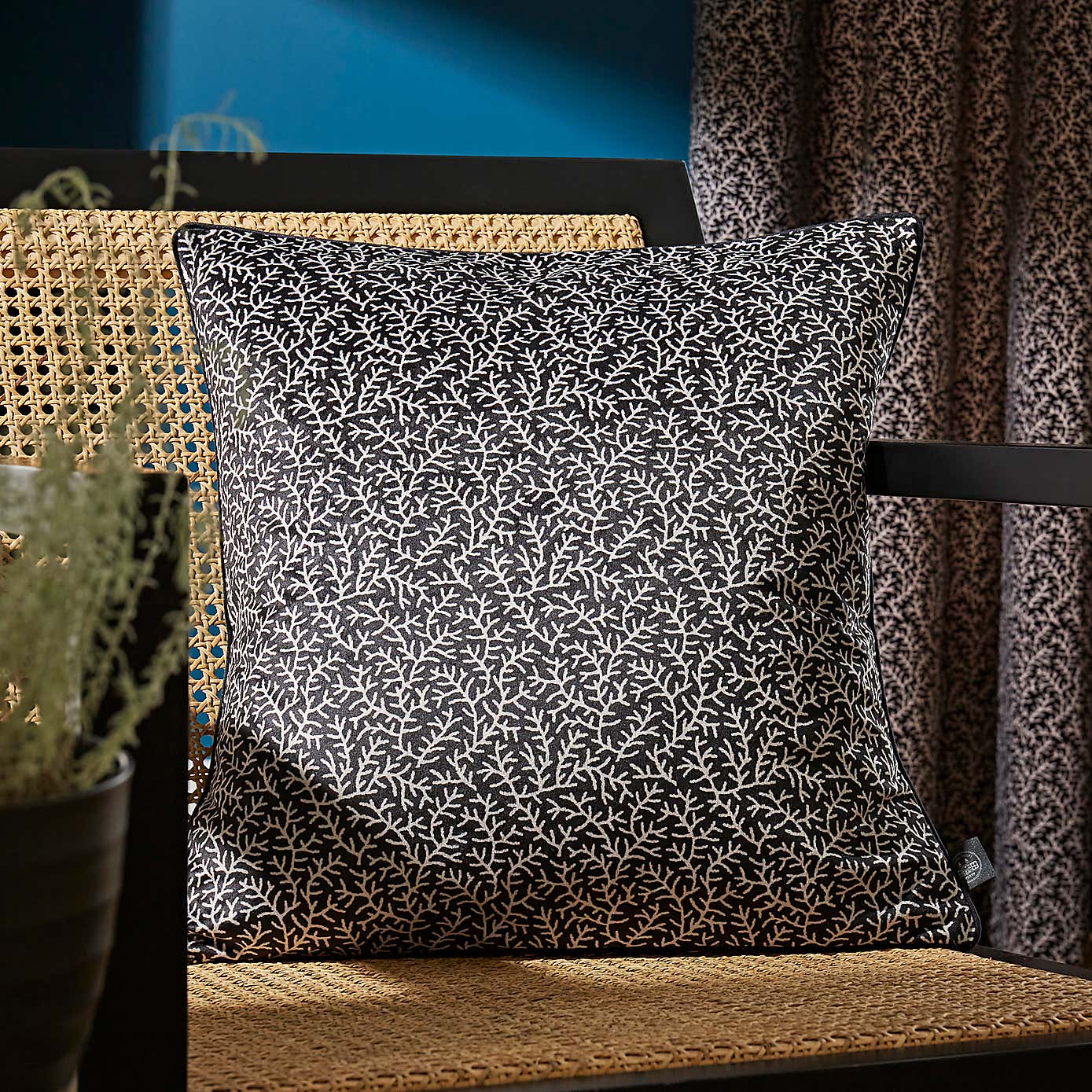 Ditsy Coral Monochrome Cushion