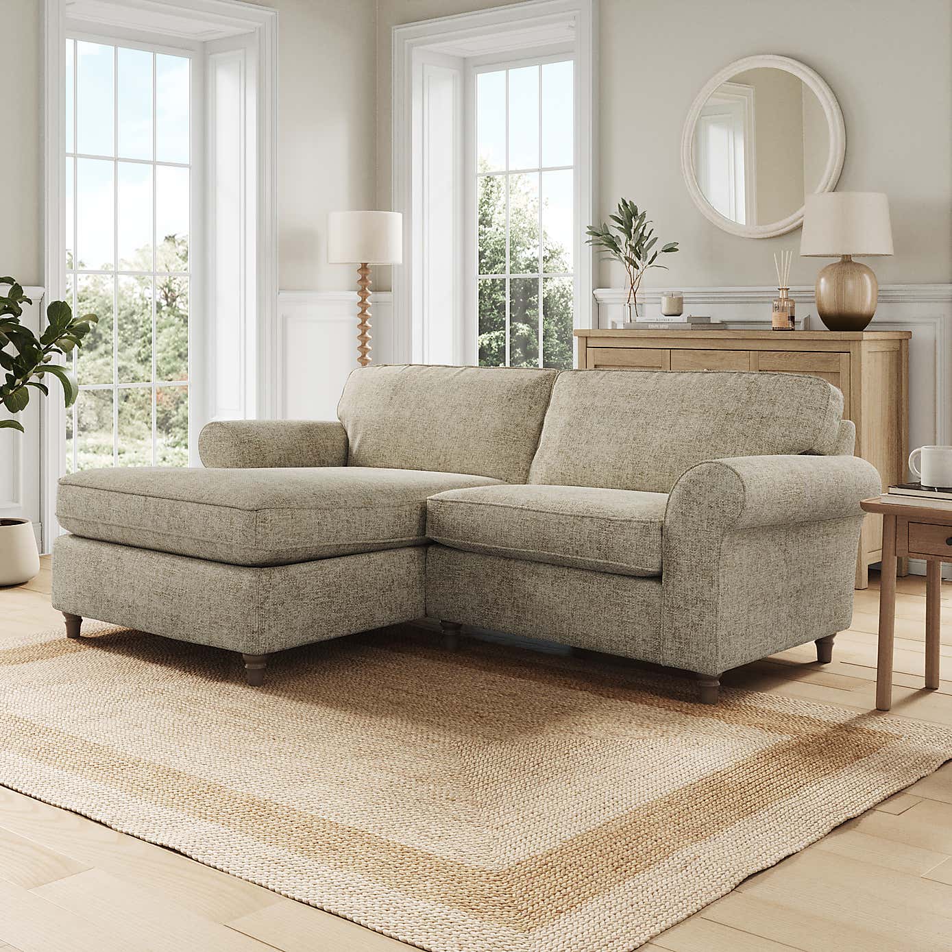 Flori Corner Chaise Sofa, Chunky Chenille