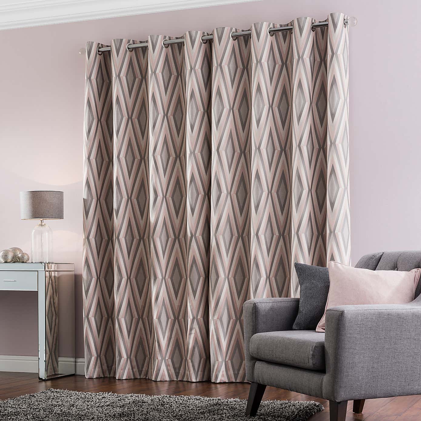 Diamond Jacquard Eyelet Curtains