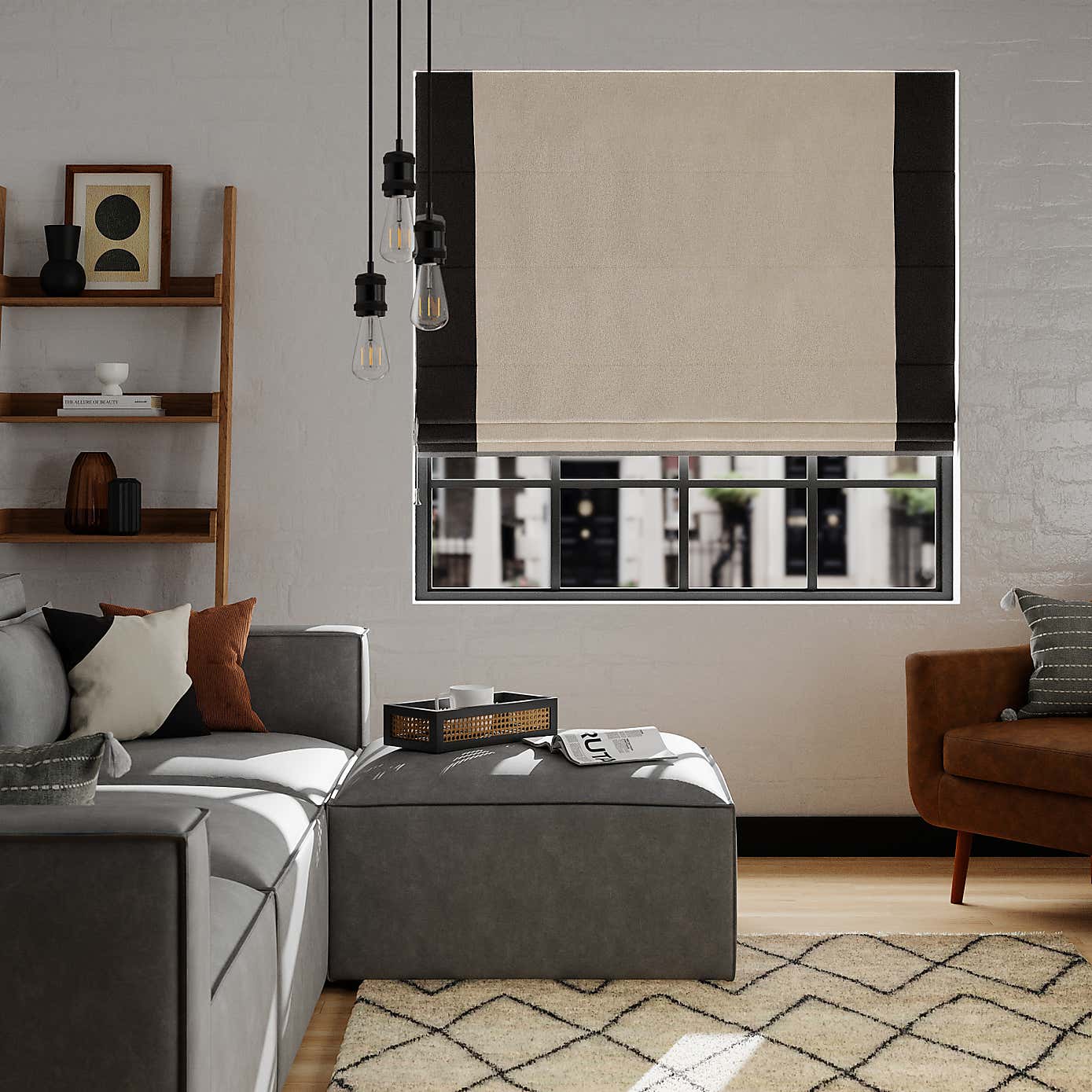 Luna Bordered Blackout Roman Blind