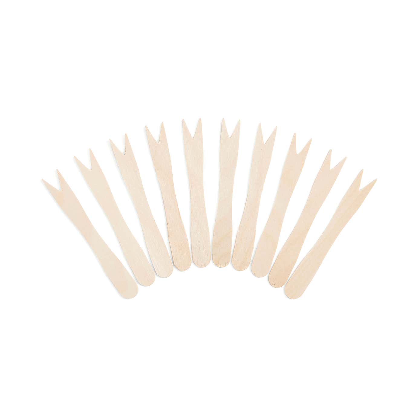 Set of 10 Wooden Chip Forks
