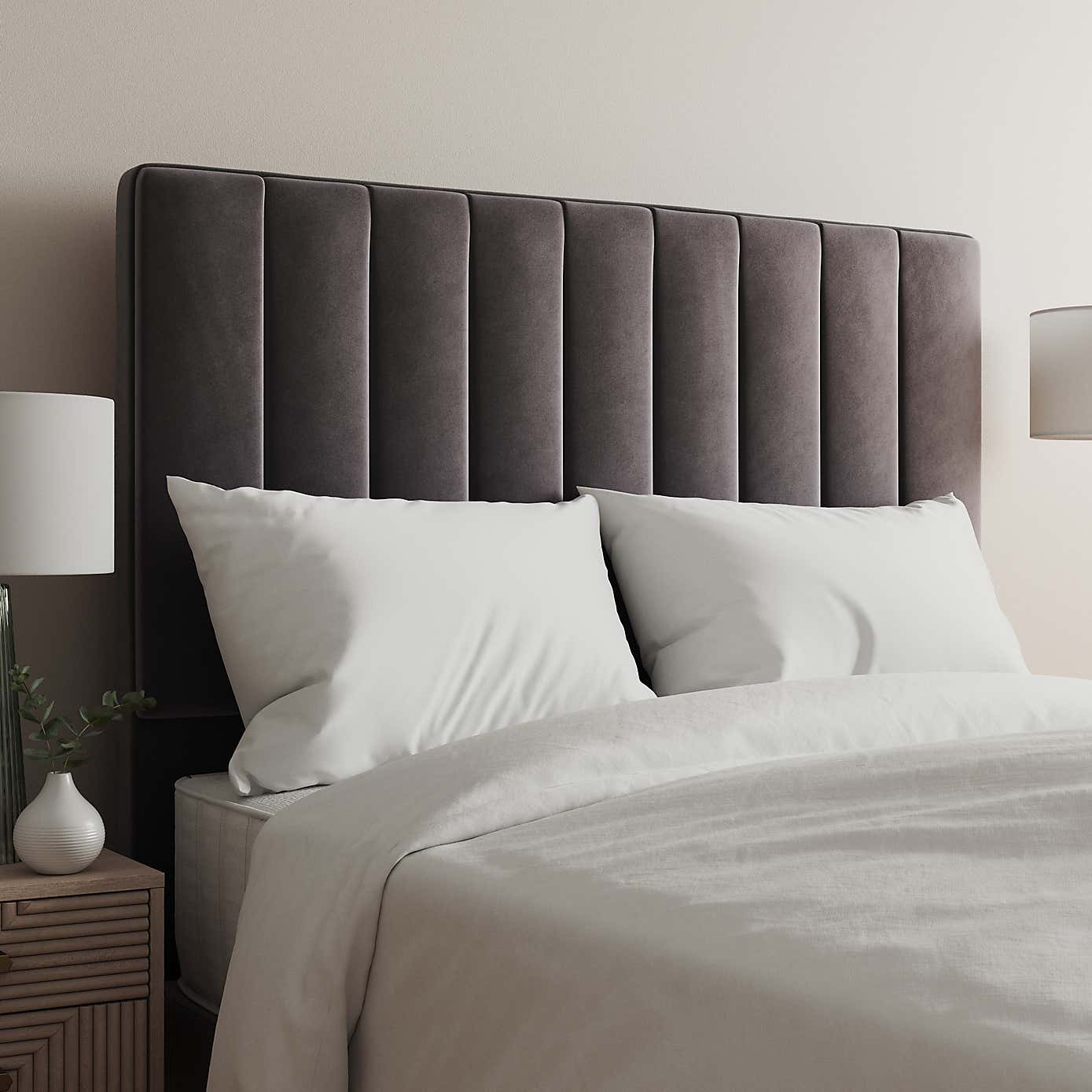Velvet Vertical Stripe Headboard