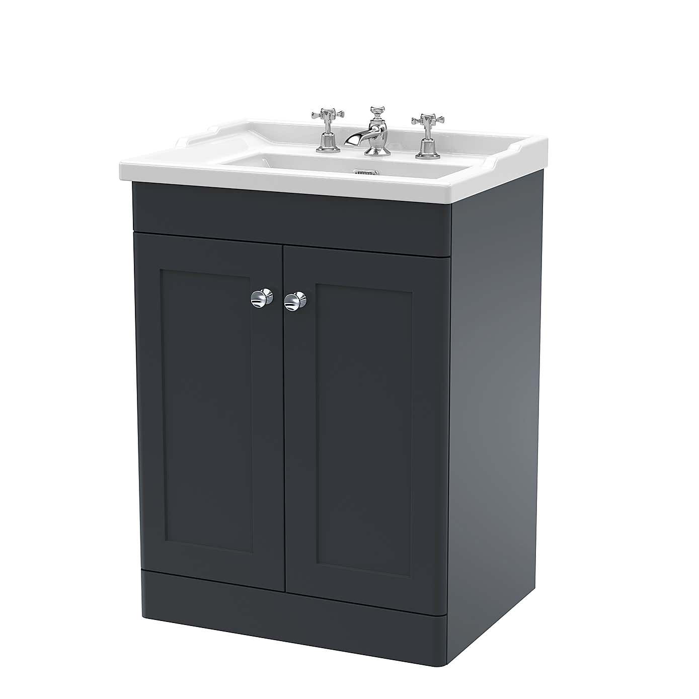 Classique Floor Standing 2 Door Vanity Unit with Ceramic Basin