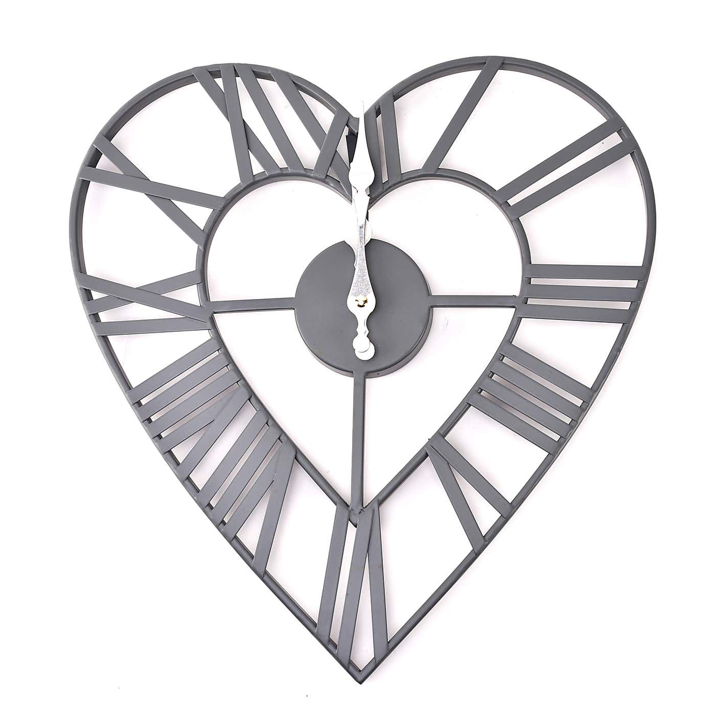Hestia Grey Heart Wall Clock