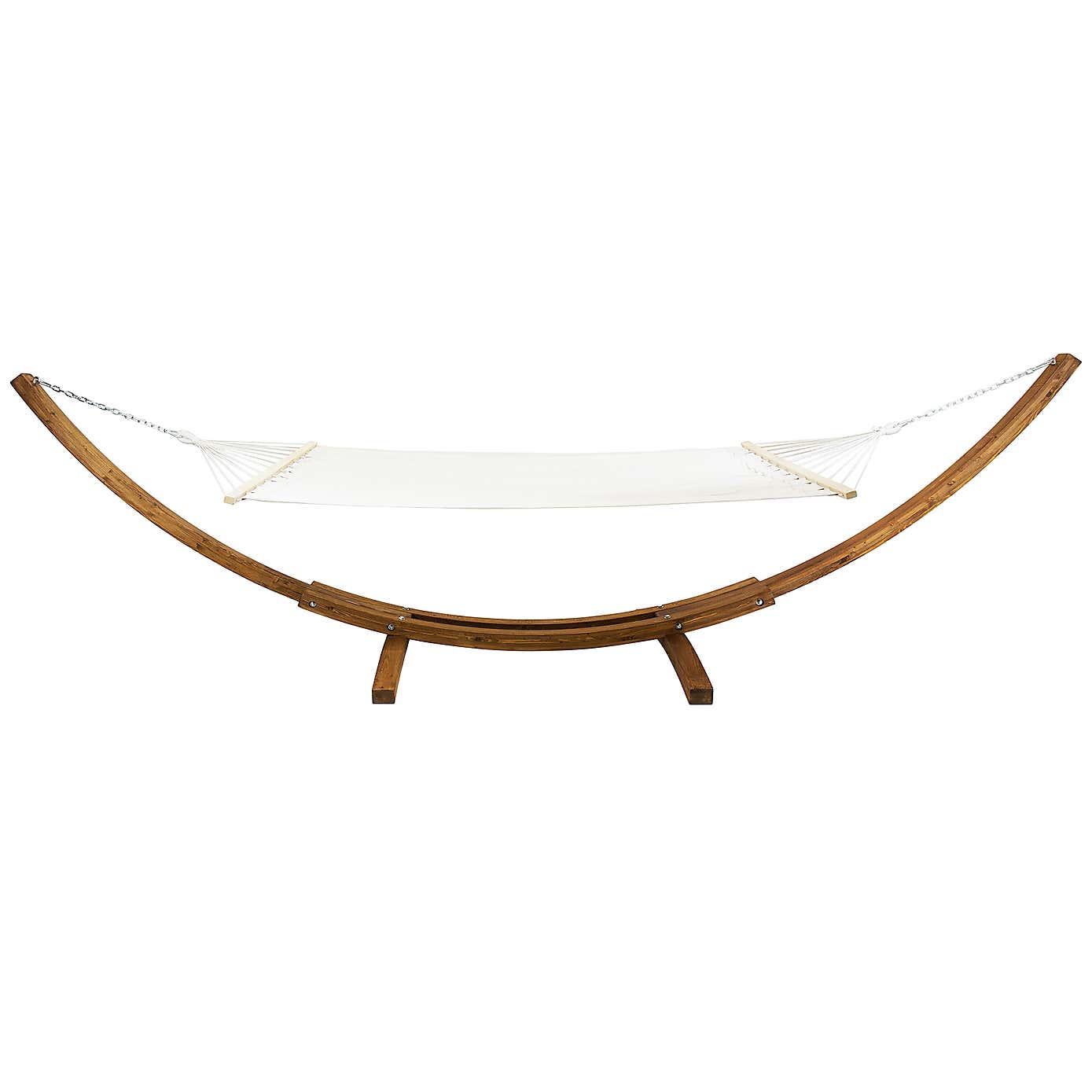 Extra Large Wooden Hammock With Arc Stand Cream Canvas