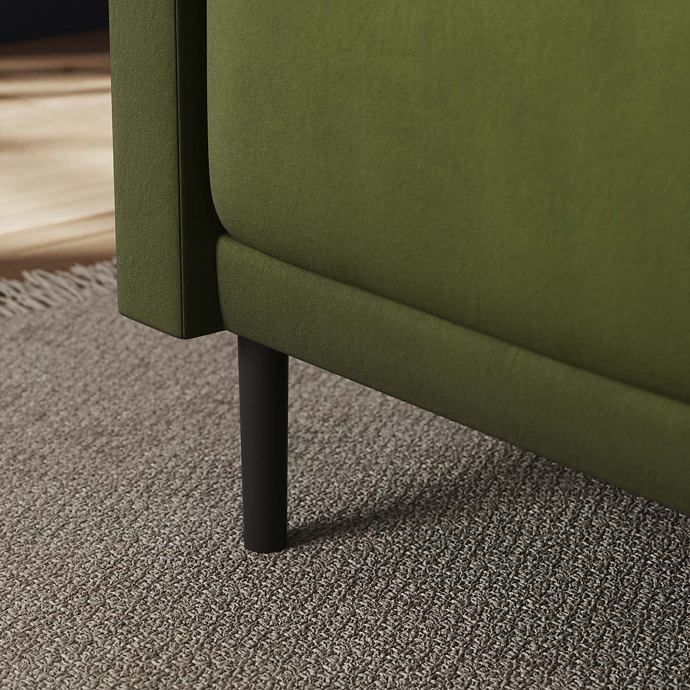 Amali Corner Dining Bench, Matte Plush Velvet