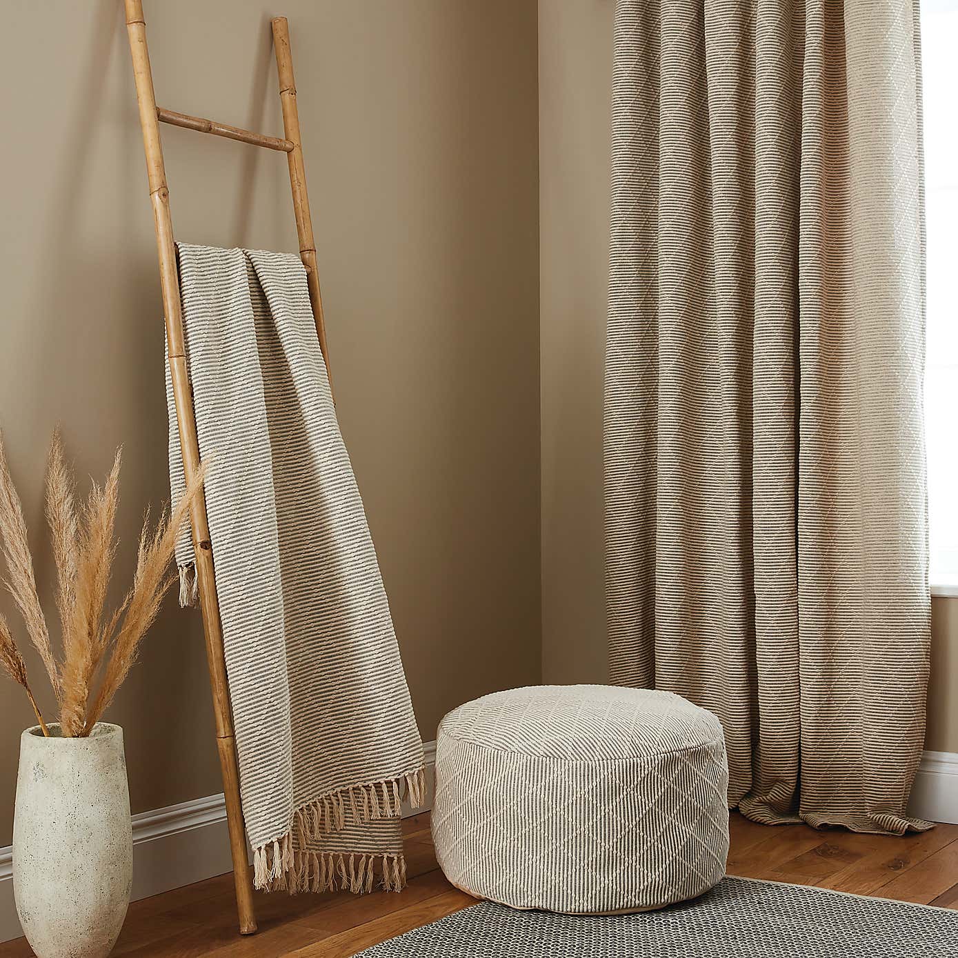 Tufted Diamond Natural Pouffe