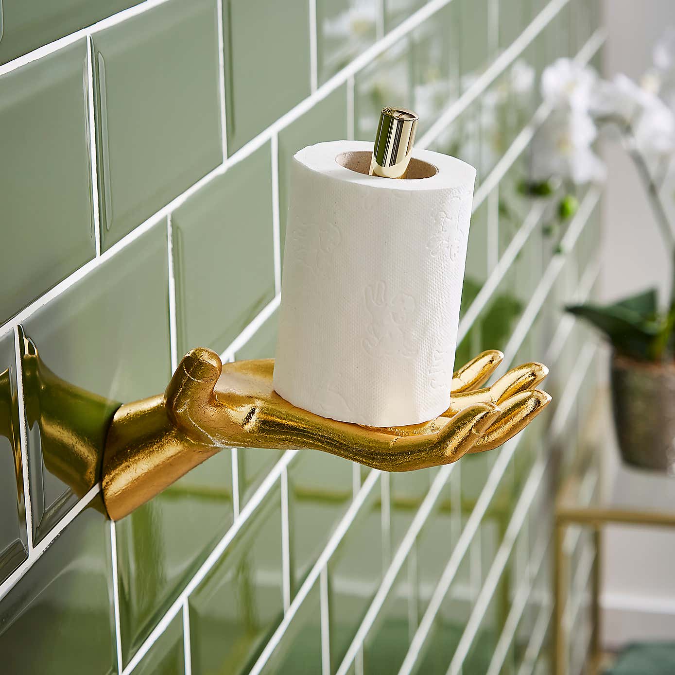 Brass Hand Wall Mounted Toilet Roll Holder