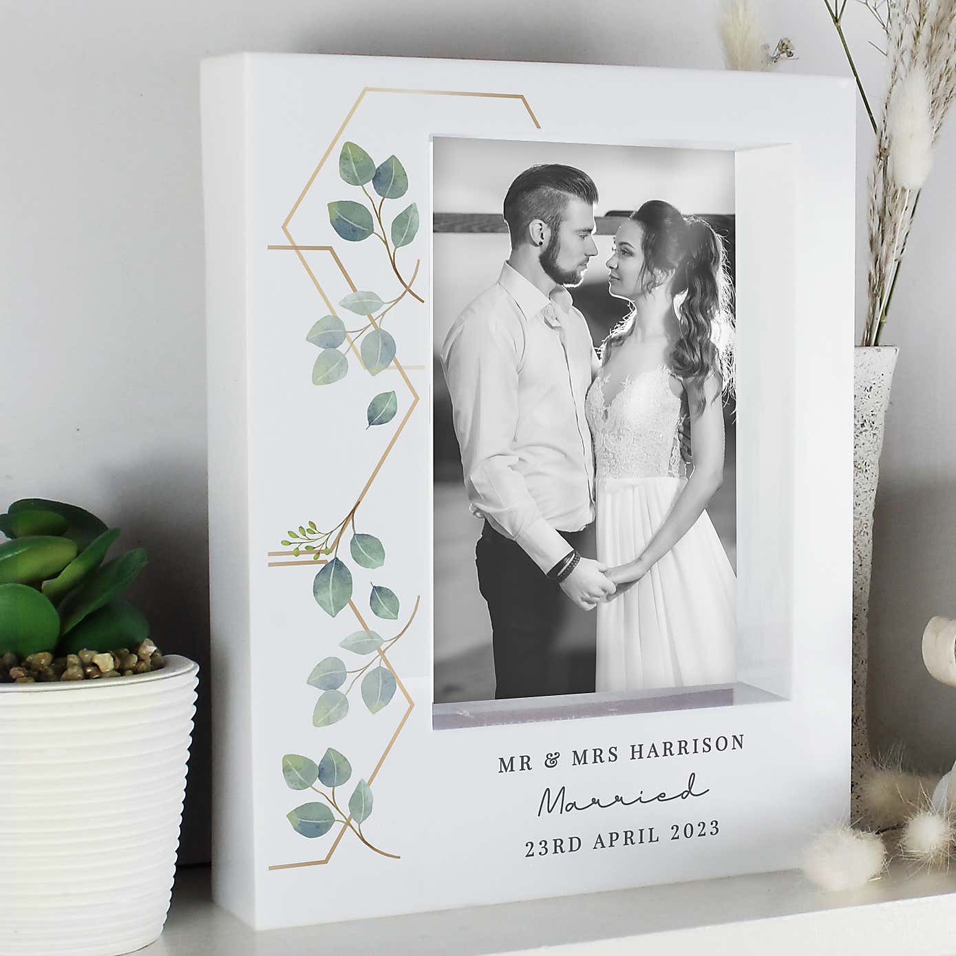 Personalised Botanical Portrait Box Photo Frame