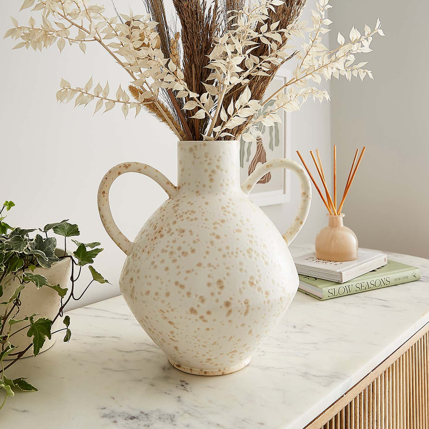 Reactive Glaze Vase with Handles