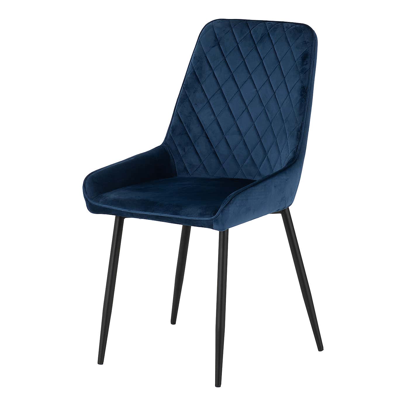 Avery Set of 2 Dining Chairs Blue Velvet