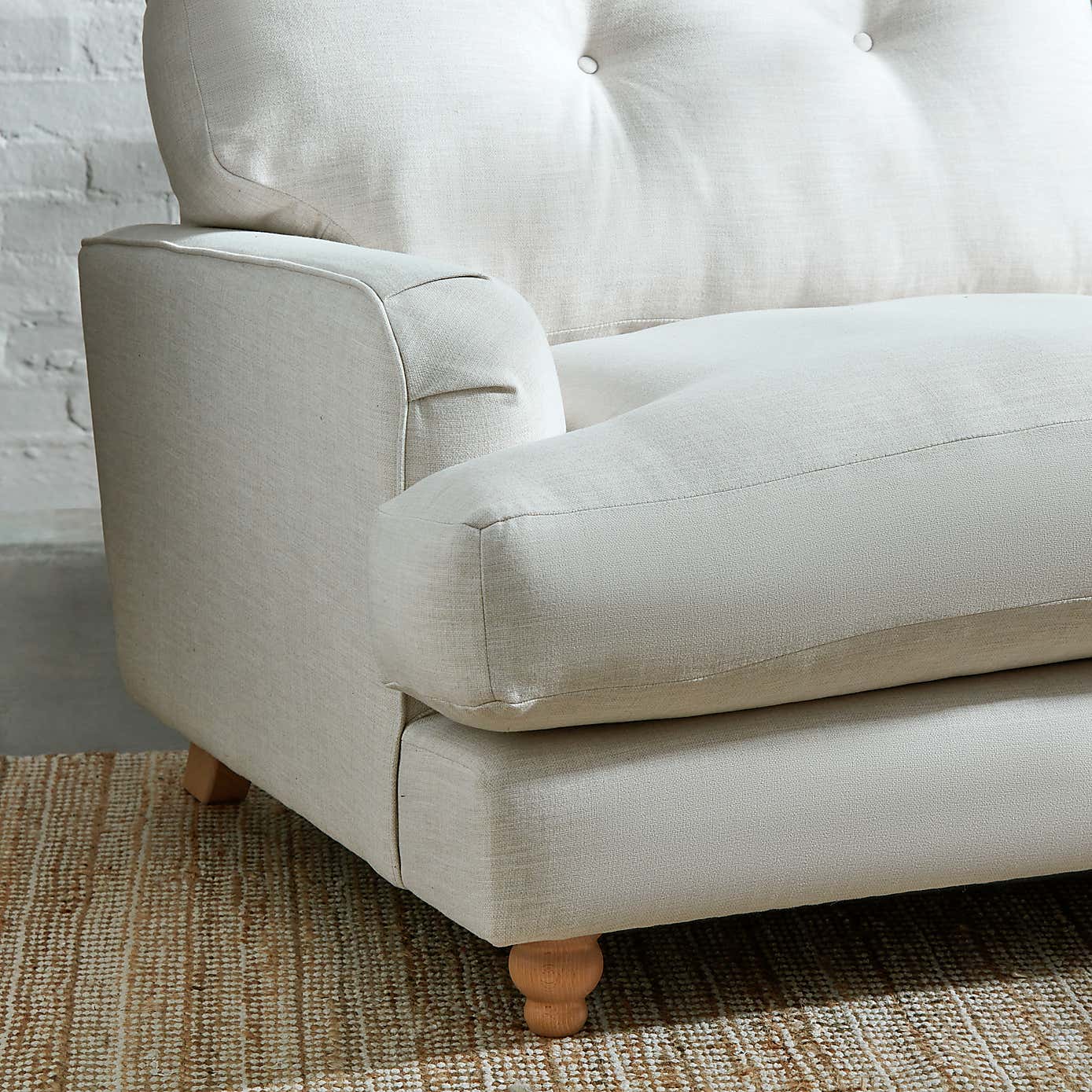 Martha Faux Linen 3 Seater Sofa Natural