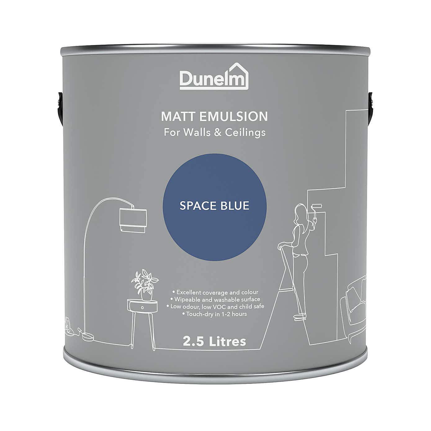 Dunelm Space Blue Matt Emulsion Paint