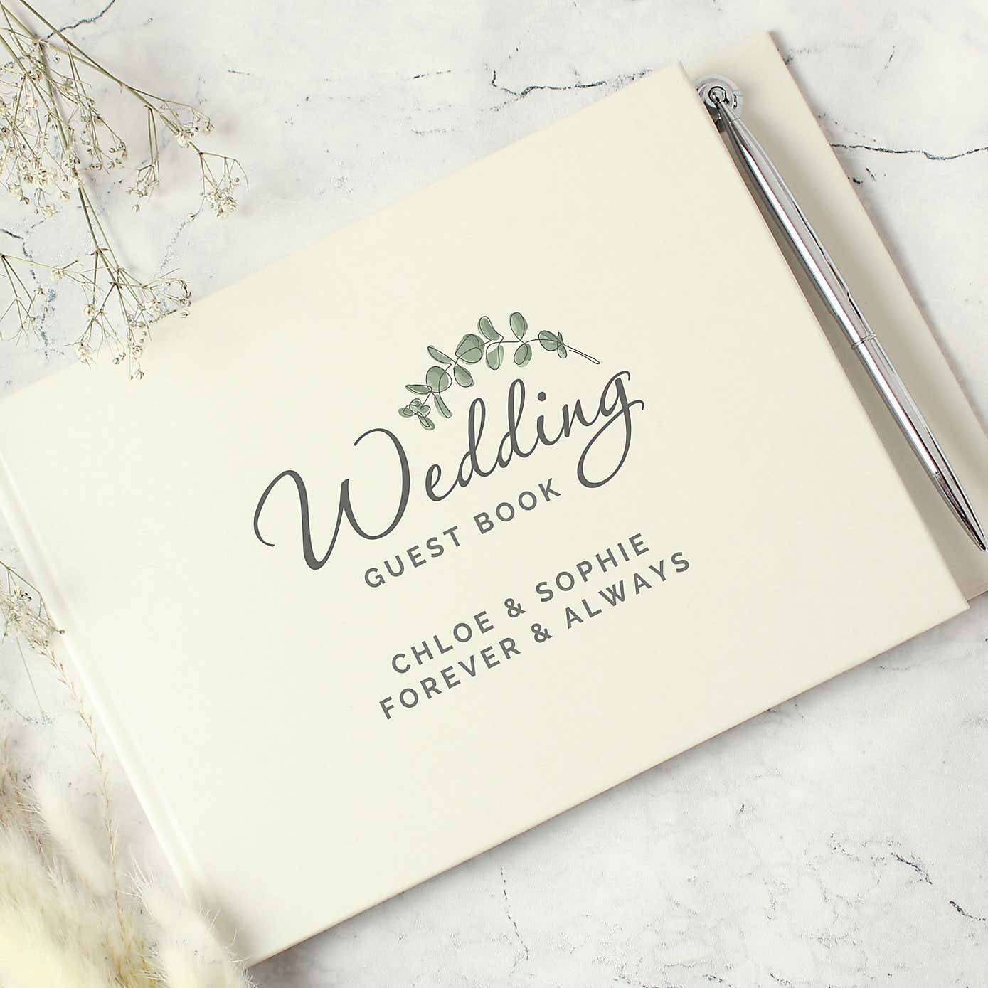 Personalised Botanical Wedding Guest Book and Pen