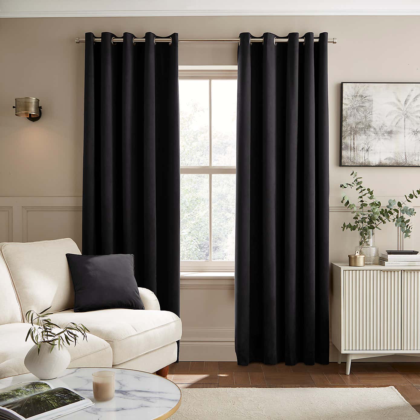 Recycled Velour Eyelet Curtains