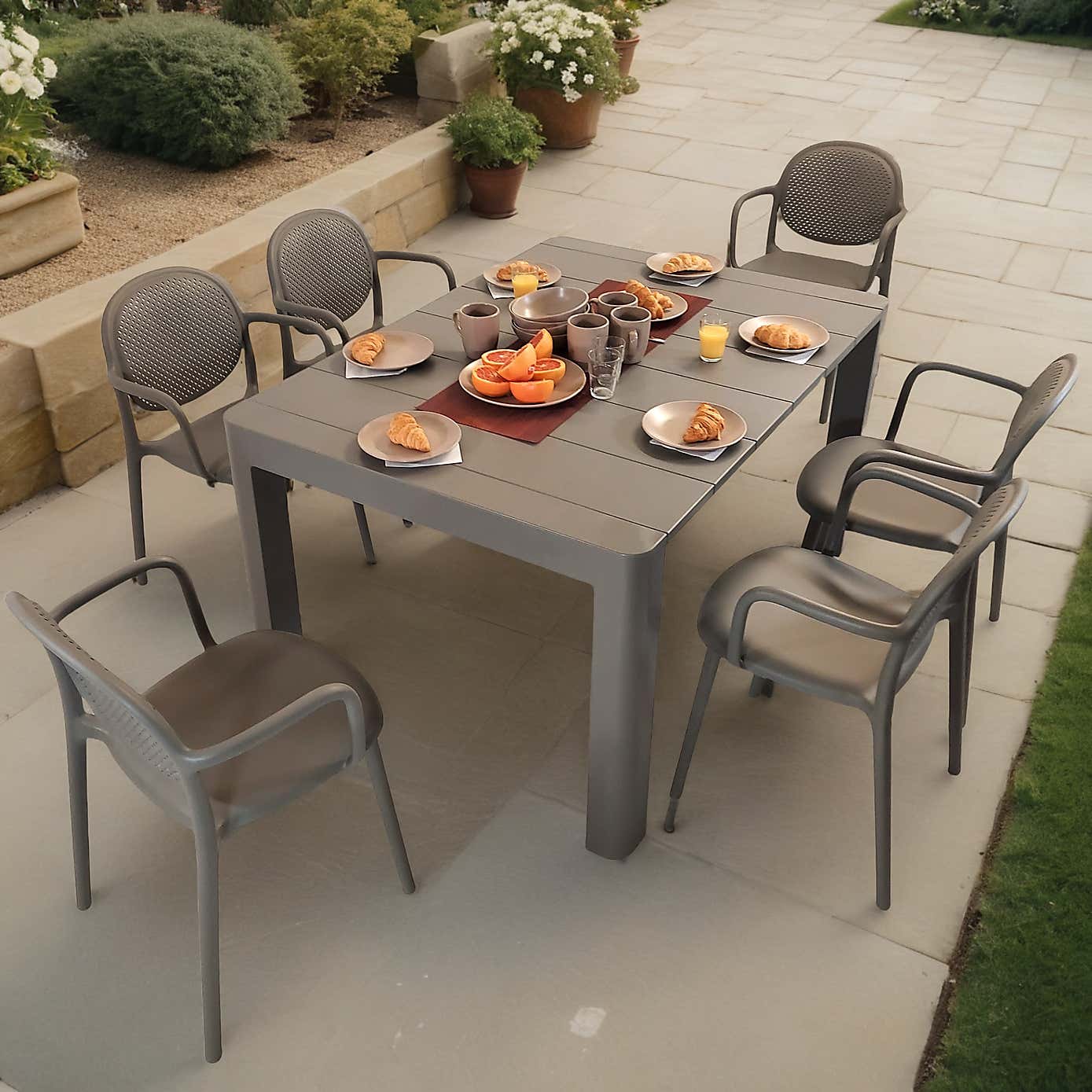 Modura Henrik Rectangular Dining Table with 6 Stina Armchairs