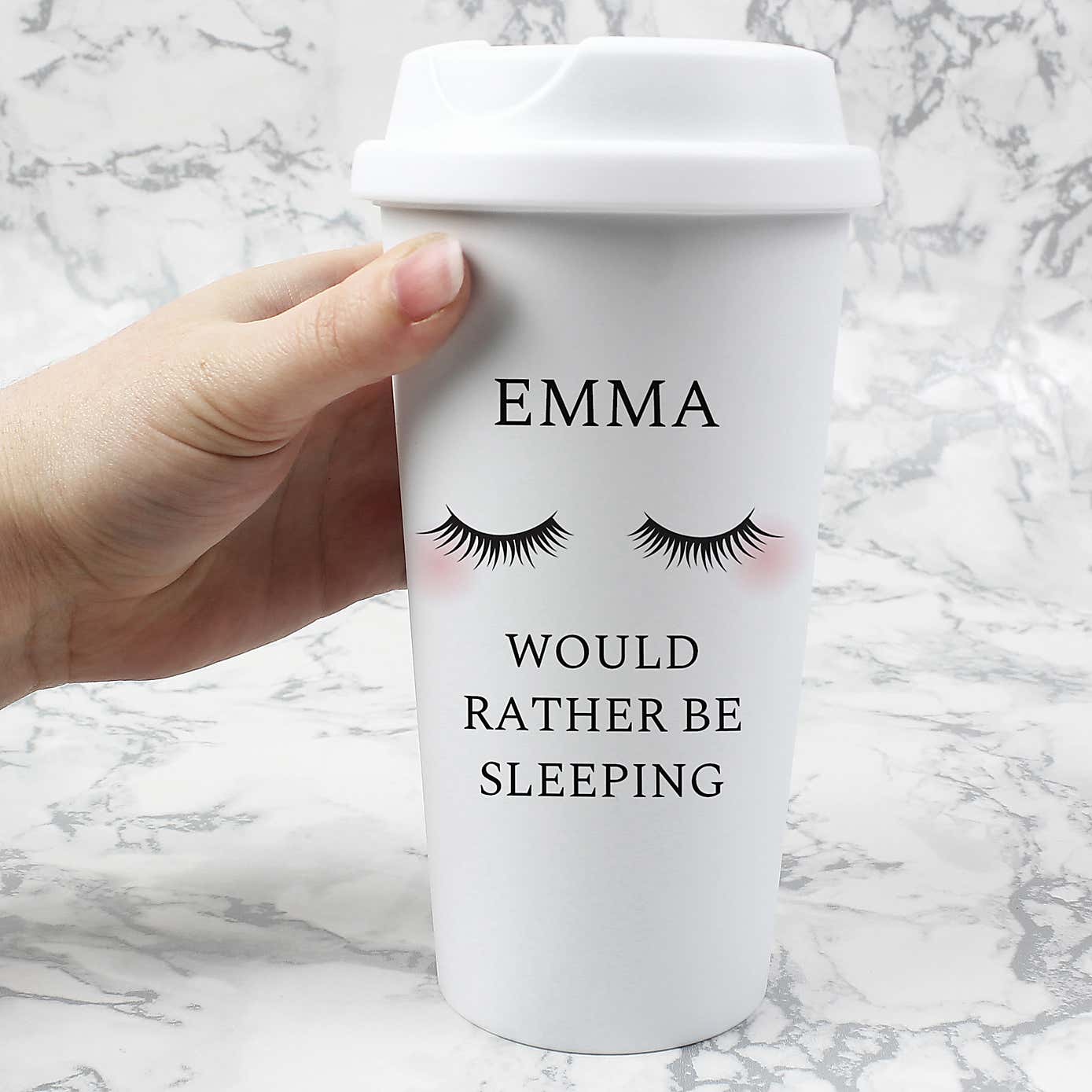 Personalised Eyelashes Insulated Reusable Eco Travel Cup