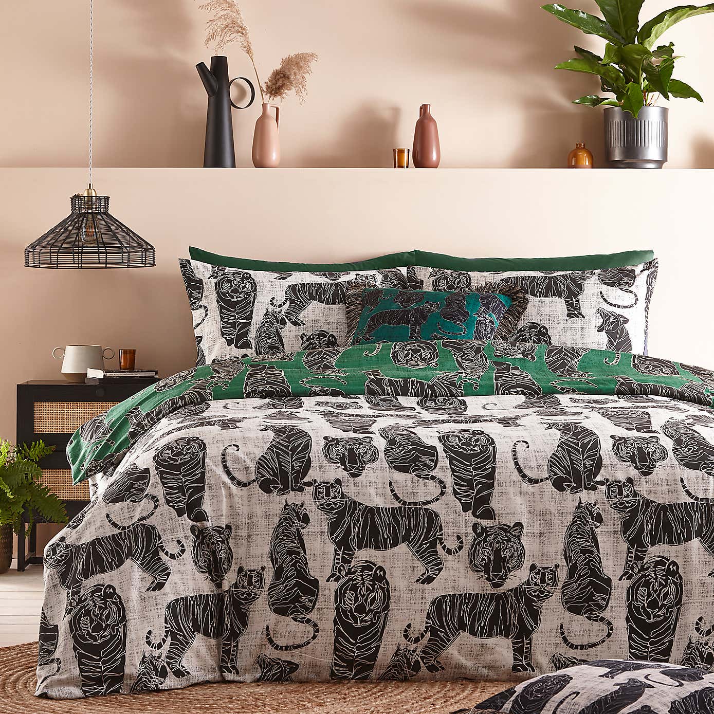 furn. Wildcat Duvet Cover Set Jungle Green