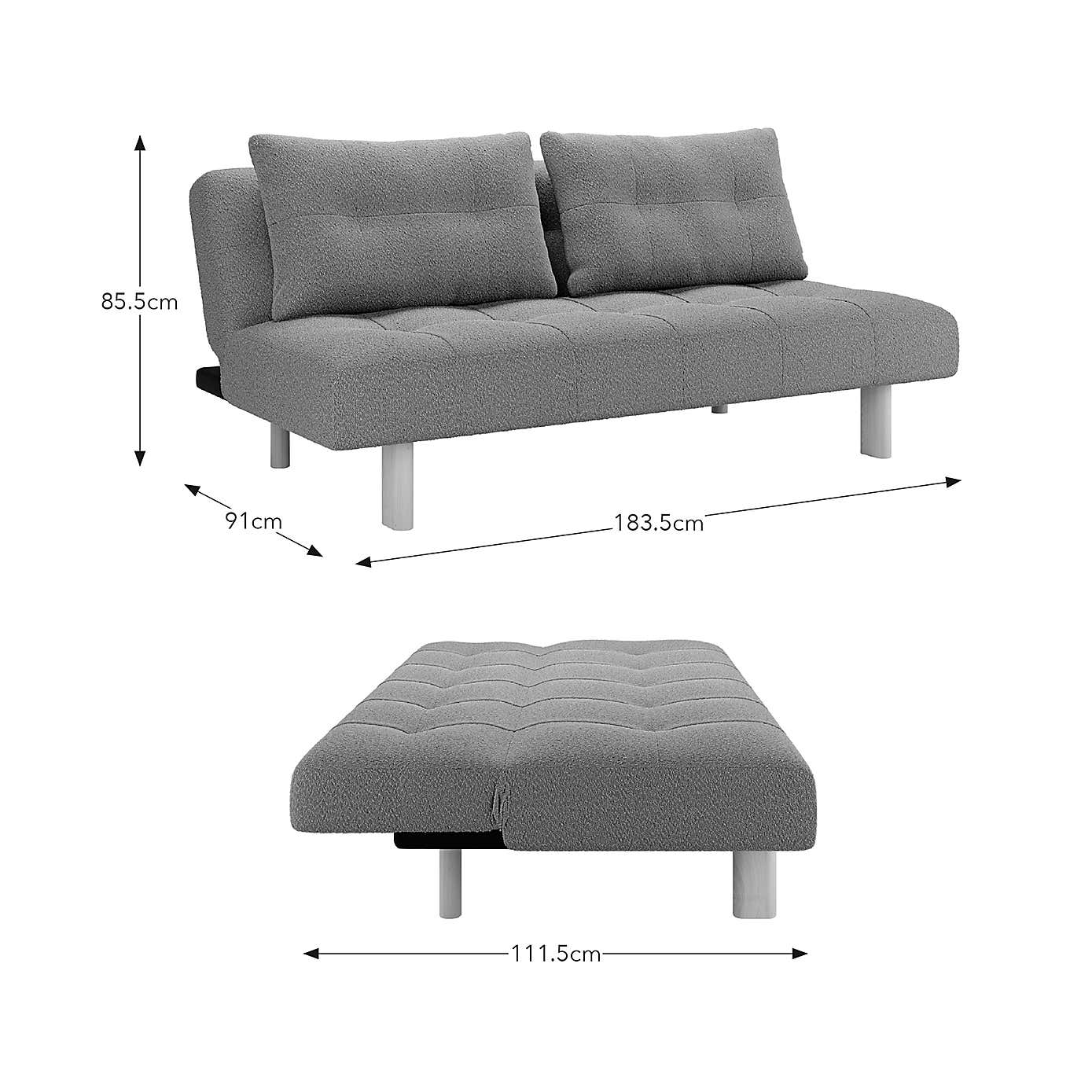 Lottie Boucle Two Tone Clic Clac Double Sofa Bed