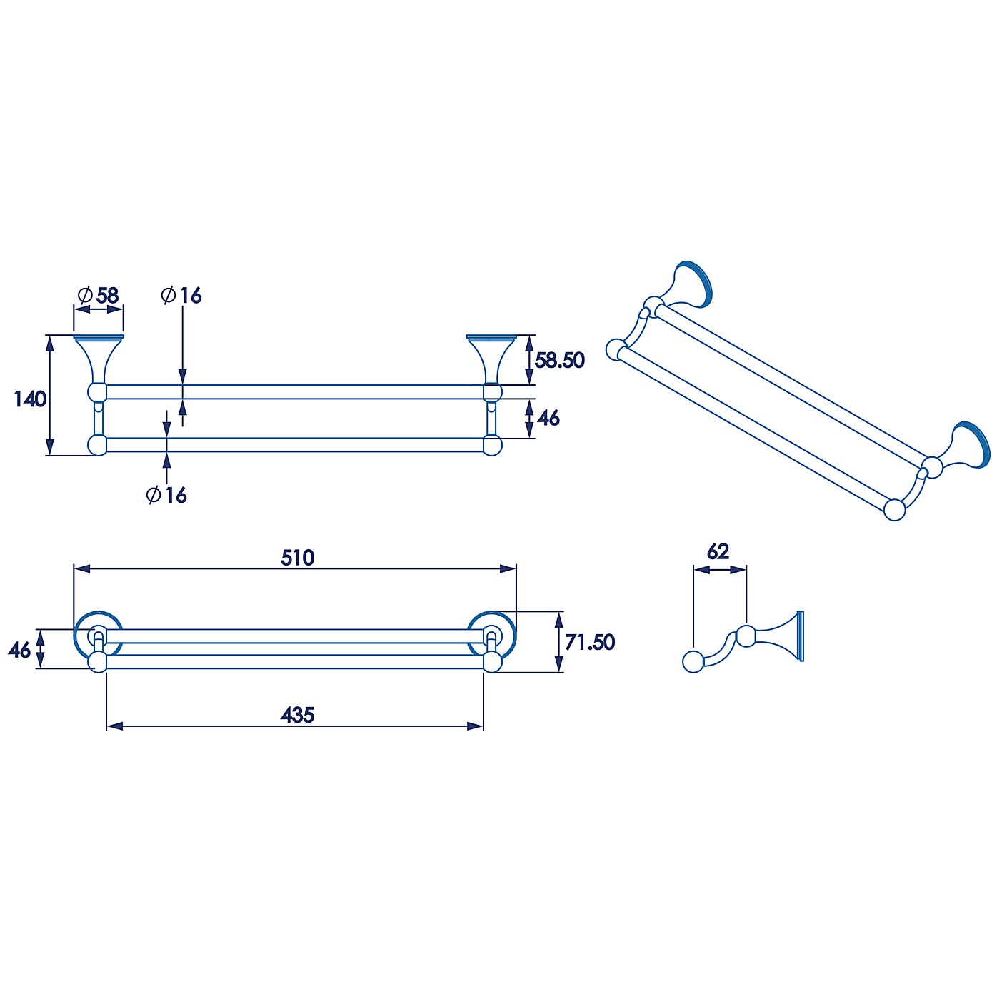 Westminster Double Towel Rail