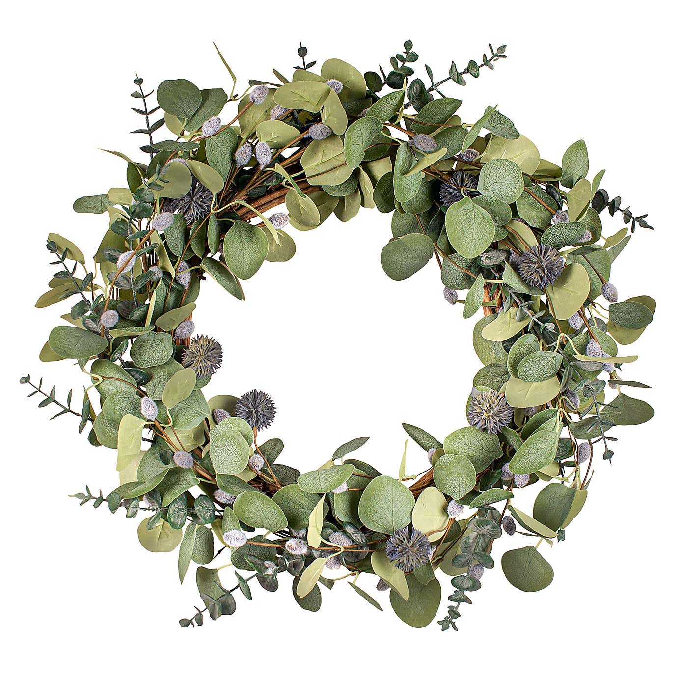 Artificial Eucalyptus and Pussy Willow Wreath