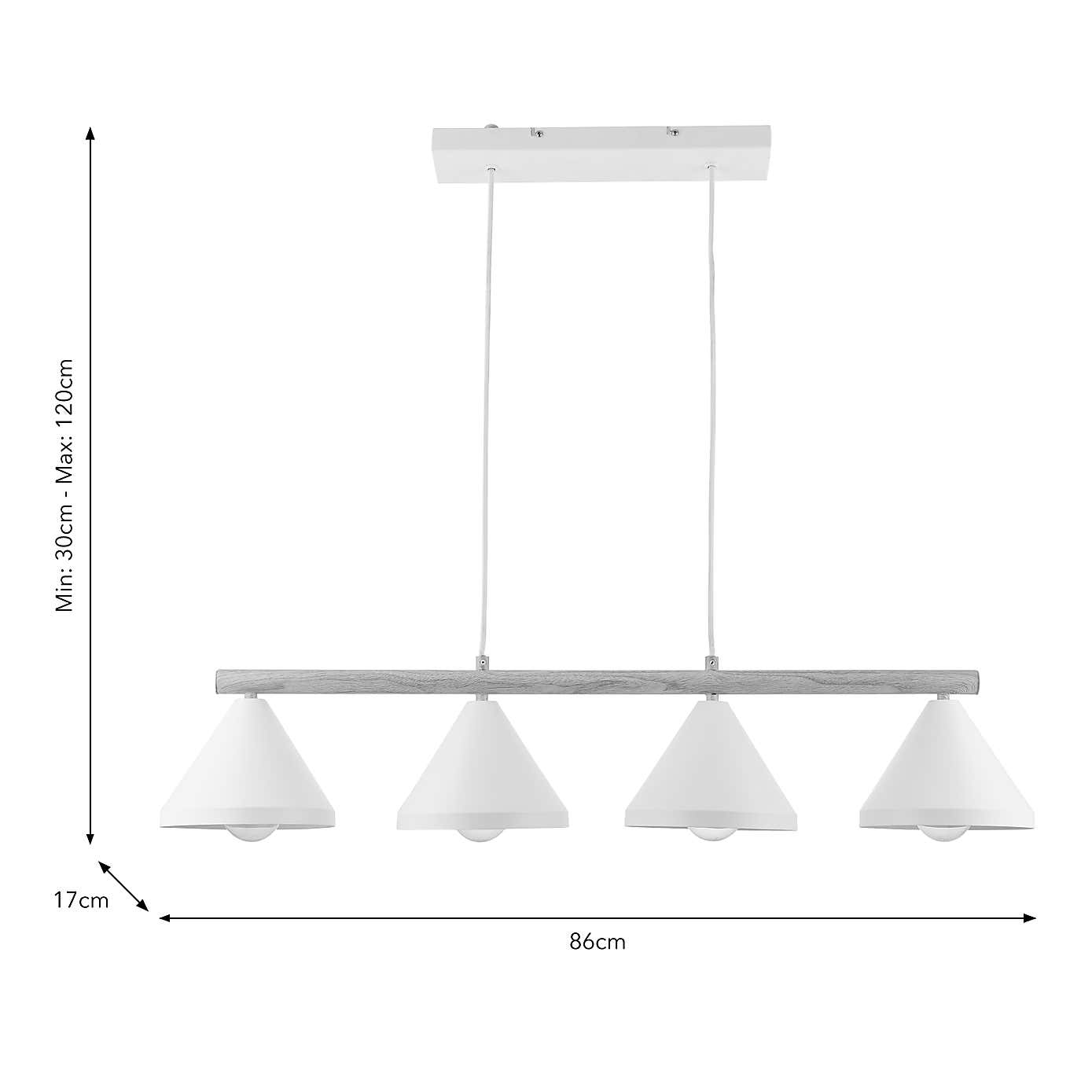 Gino Scandi 4 Light Adjustable Diner Ceiling Light