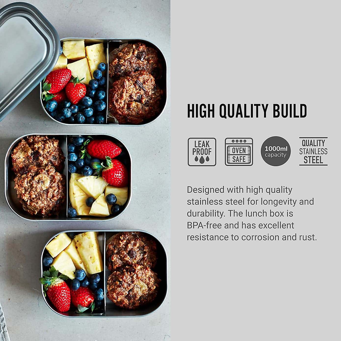 Black and Blum Stainless Steel Lunch Box
