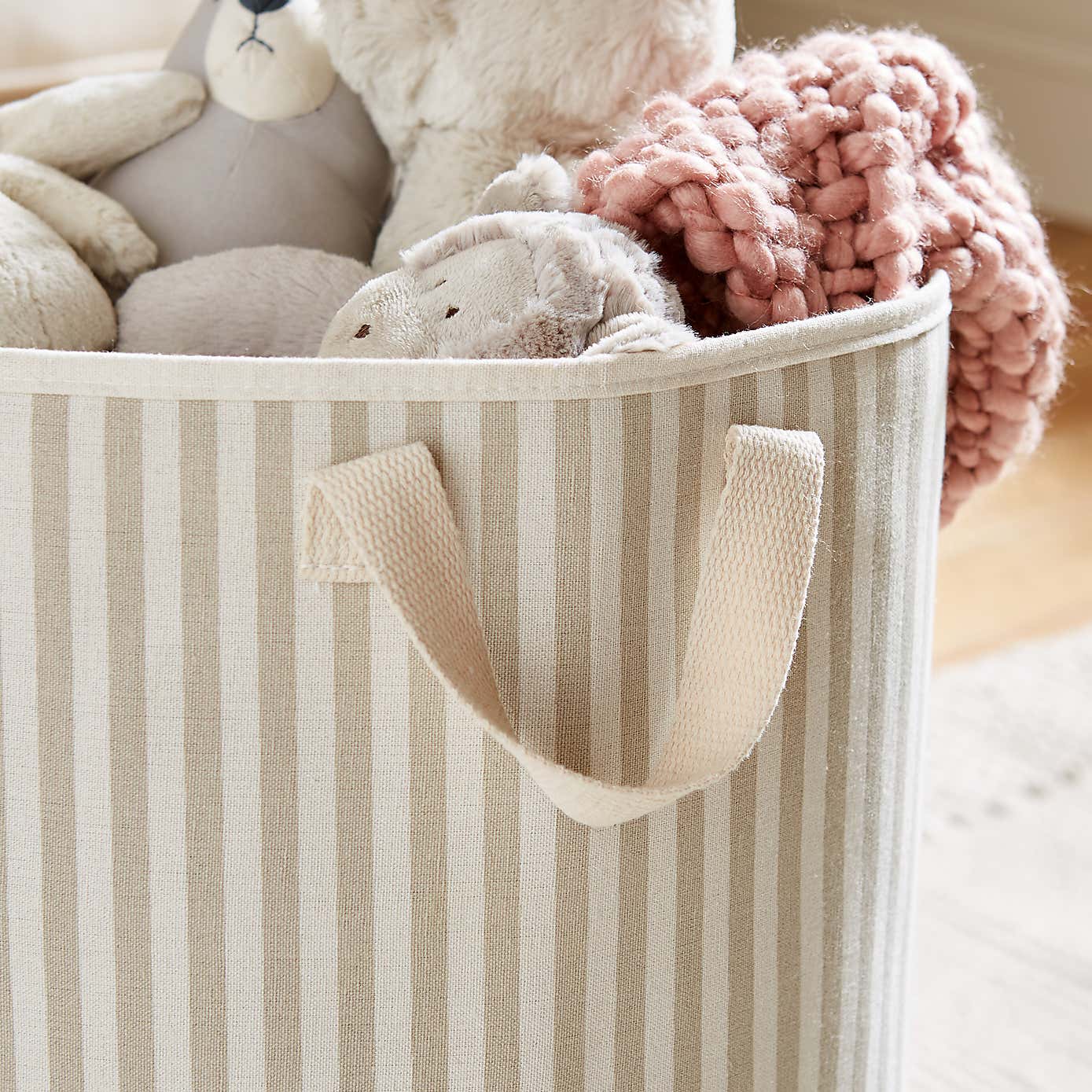 Kids Fabric Mushroom Stripe Toy Storage Bag