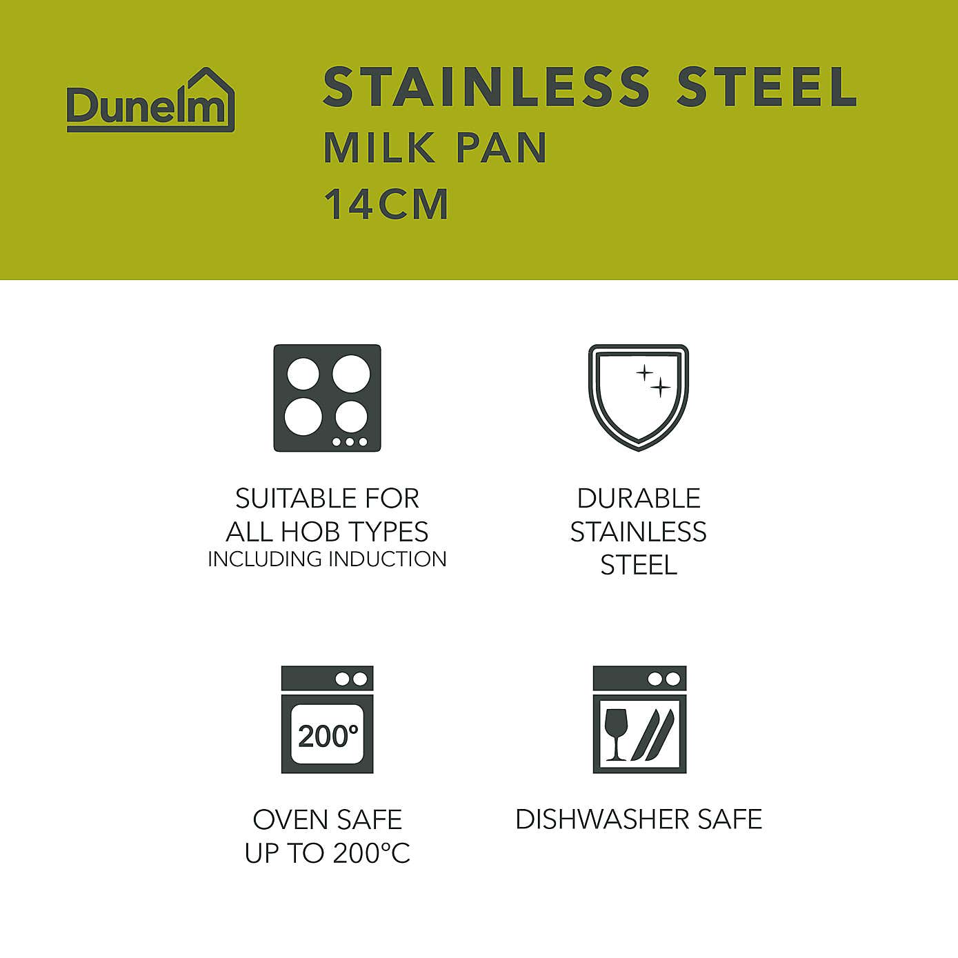 Essentials Stainless Steel Milk Pan, 14cm