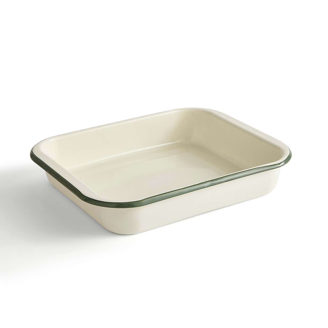 Small Enamel Baking Tray, Cream and Sage