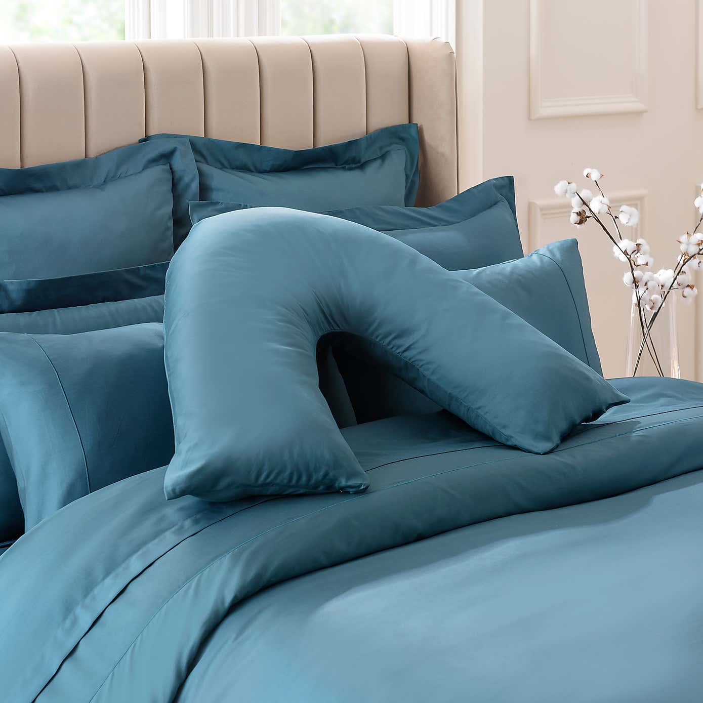 Dorma 300 Thread Count 100% Cotton Sateen Plain V-Shaped Pillowcase