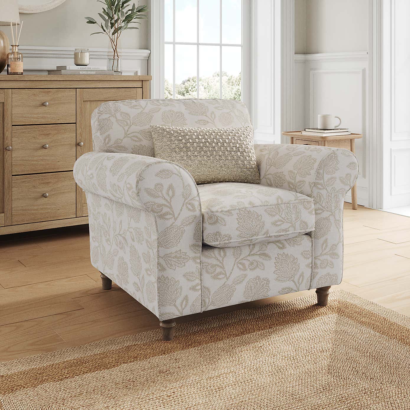 Flori Armchair, Floral Print Fabric