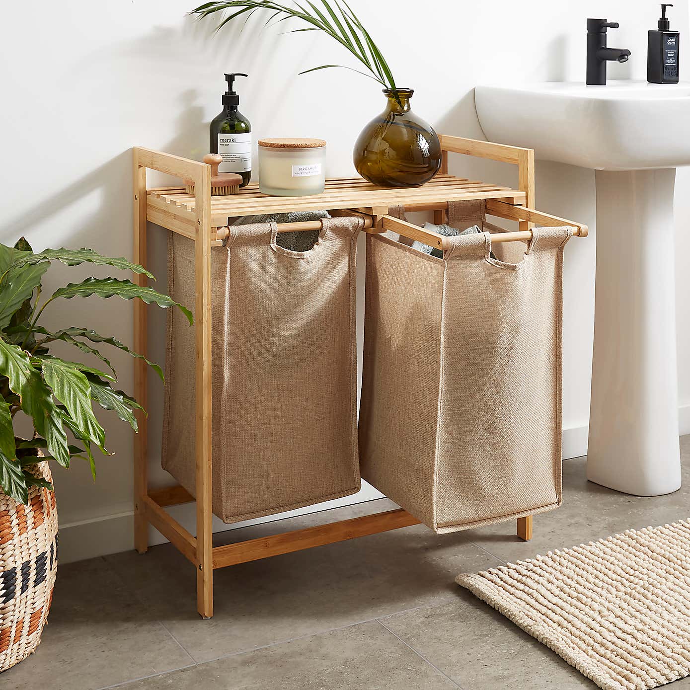 Lights and Darks Bamboo Double Laundry Hamper