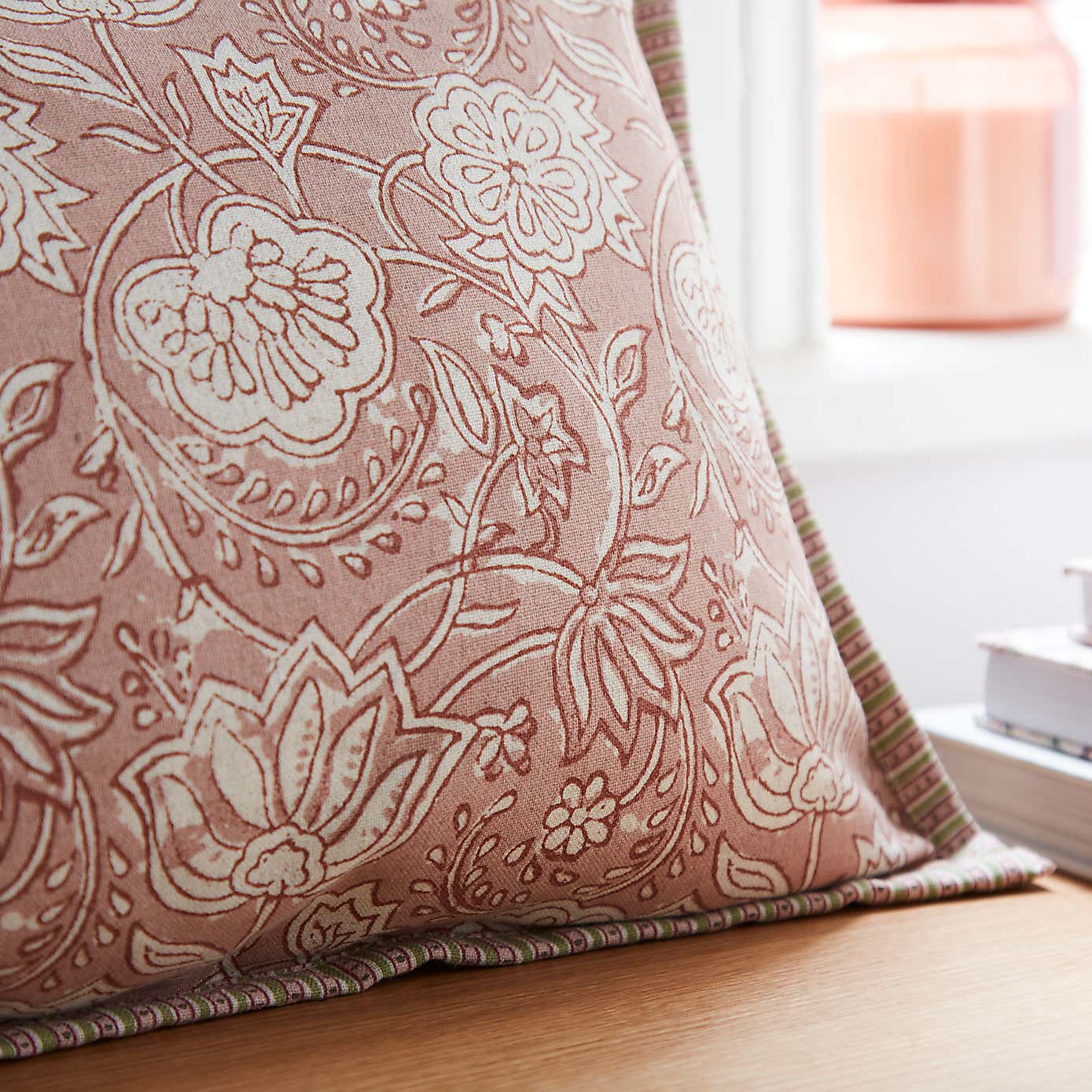 Woodblock Floral Cushion Cover