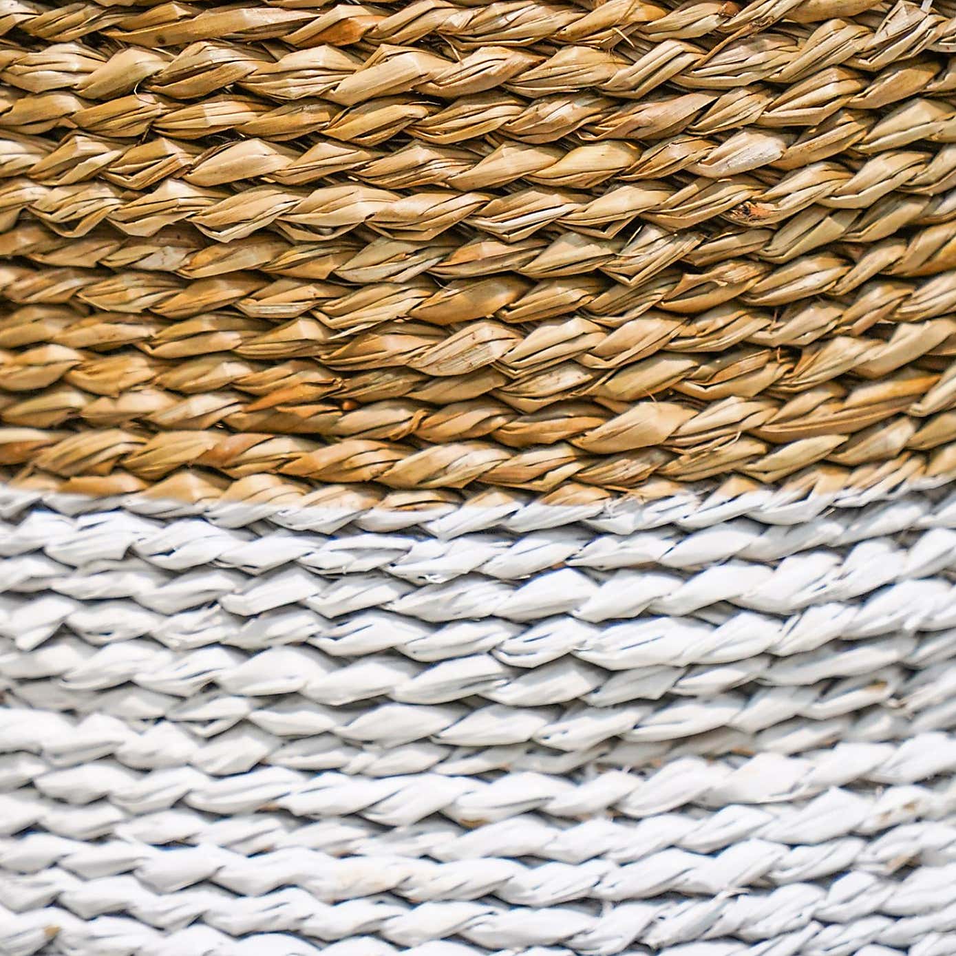 Set of 2 White Seagrass Log & Kindling Basket