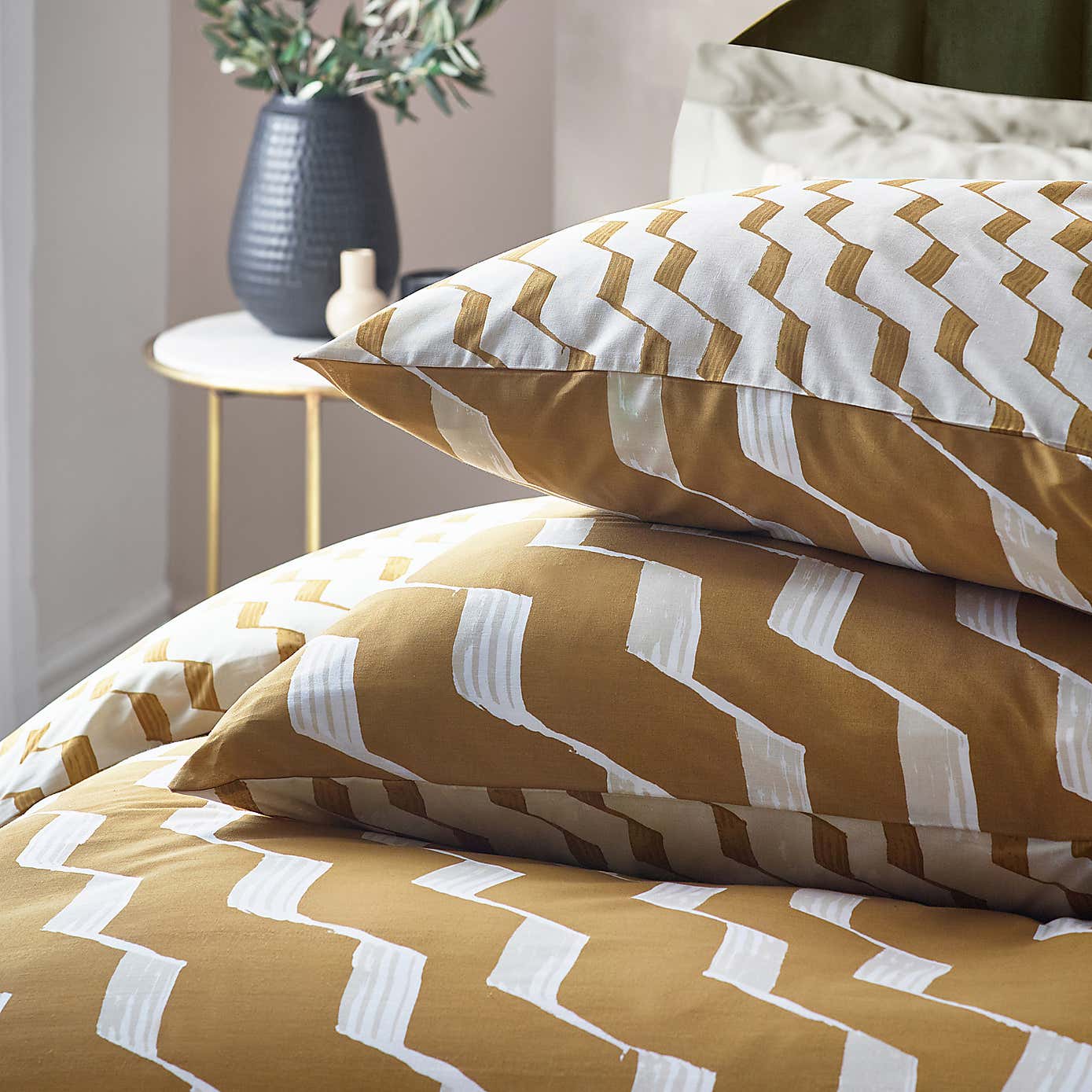HÖEM Zabine Cotton Rich Duvet Cover & Pillowcase Set, Mustard
