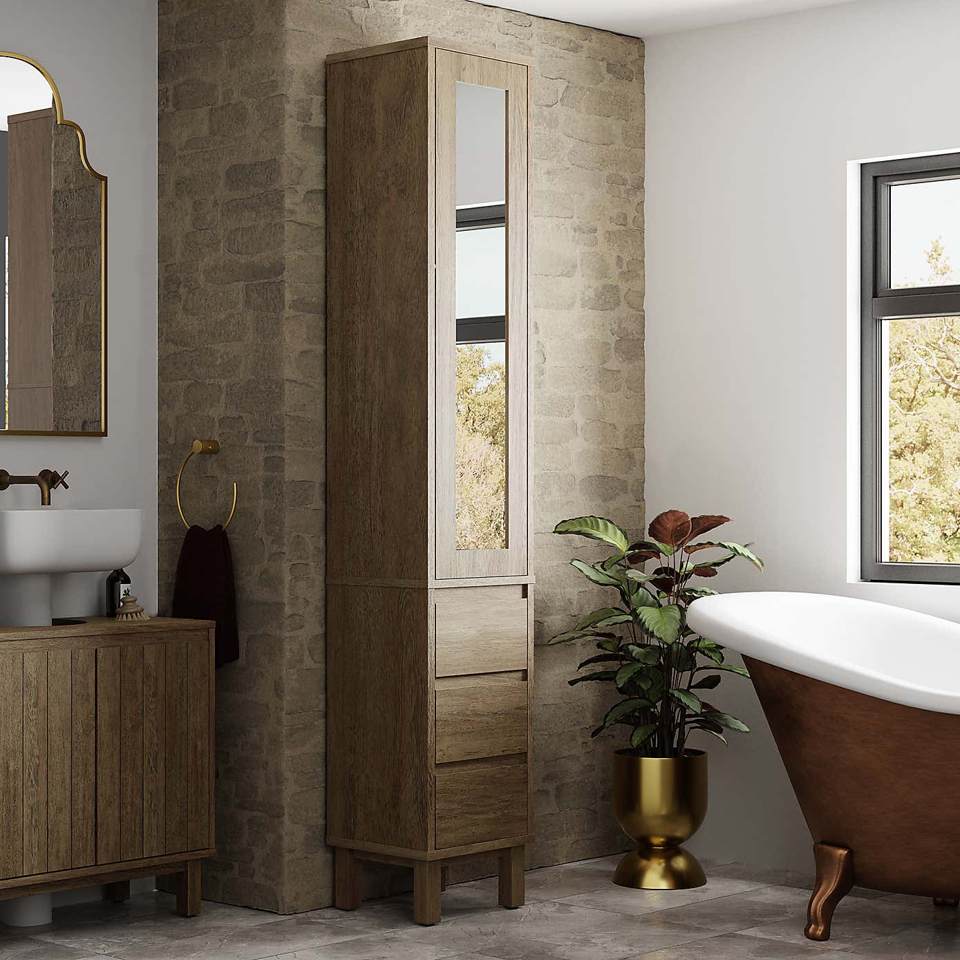 Humphrey Bathroom Tall Mirrored Cabinet