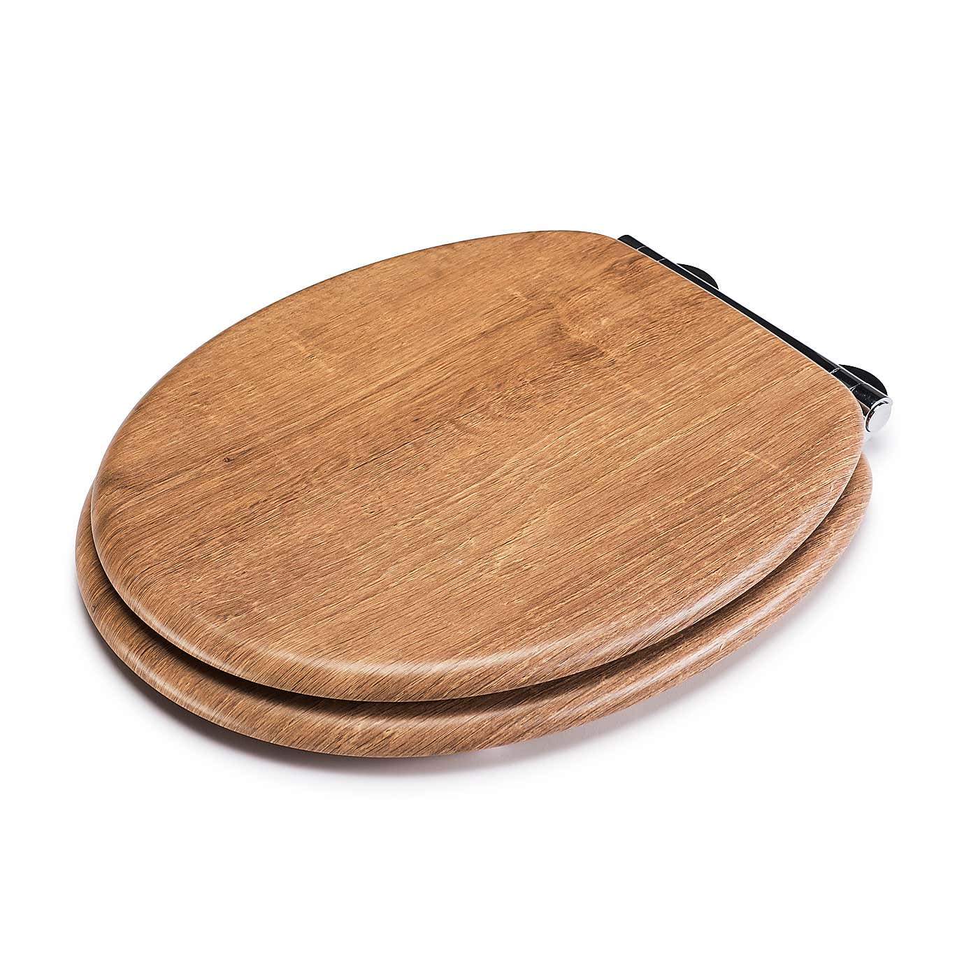 Croydex Ontario Teak Effect Flexi Fix Oval Toilet Seat